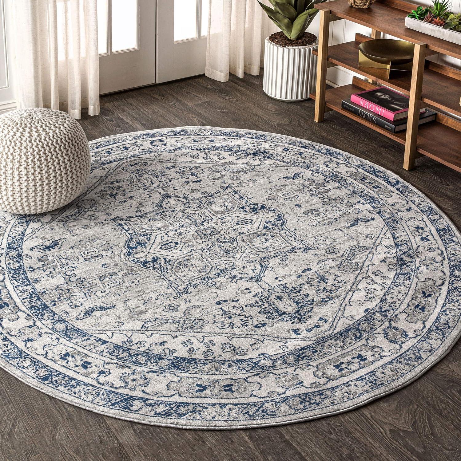 imageJONATHAN Y Modern Vintage Medallion Light GrayNavy Indoor Area Rug 8x10 Country Floral EasyCleaning for Living Room Bedroom Kitchen Pet Friendly NonShedding MDP106B8Light GreyNavy