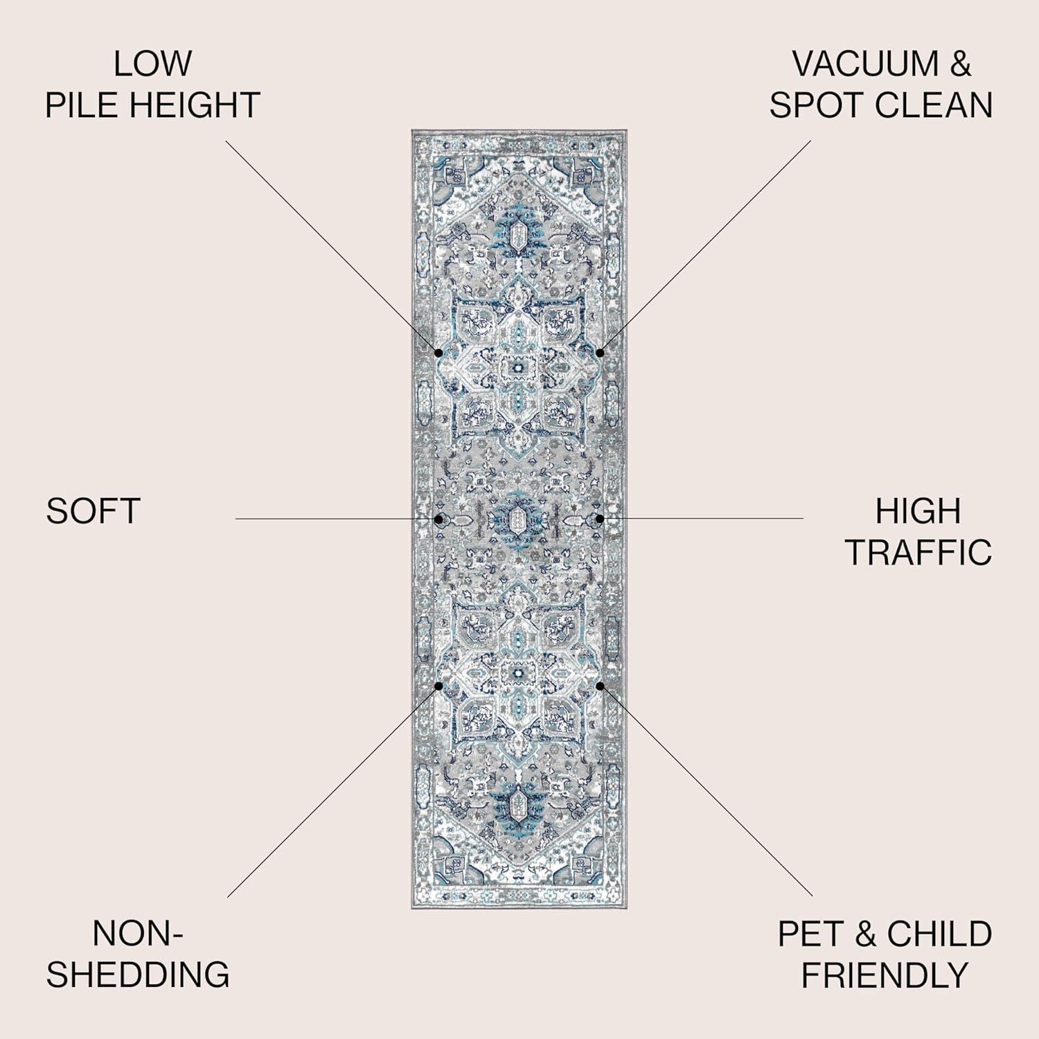 imageJONATHAN Y Modern Vintage Medallion Light GrayNavy Indoor Area Rug 8x10 Country Floral EasyCleaning for Living Room Bedroom Kitchen Pet Friendly NonShedding MDP106B8Light Grey Blue