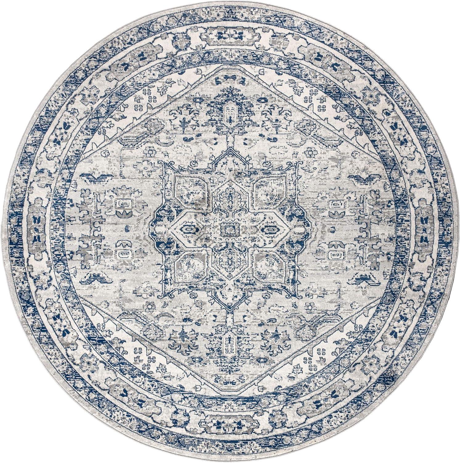 imageJONATHAN Y Modern Vintage Medallion Light GrayNavy Indoor Area Rug 8x10 Country Floral EasyCleaning for Living Room Bedroom Kitchen Pet Friendly NonShedding MDP106B8Light GreyNavy