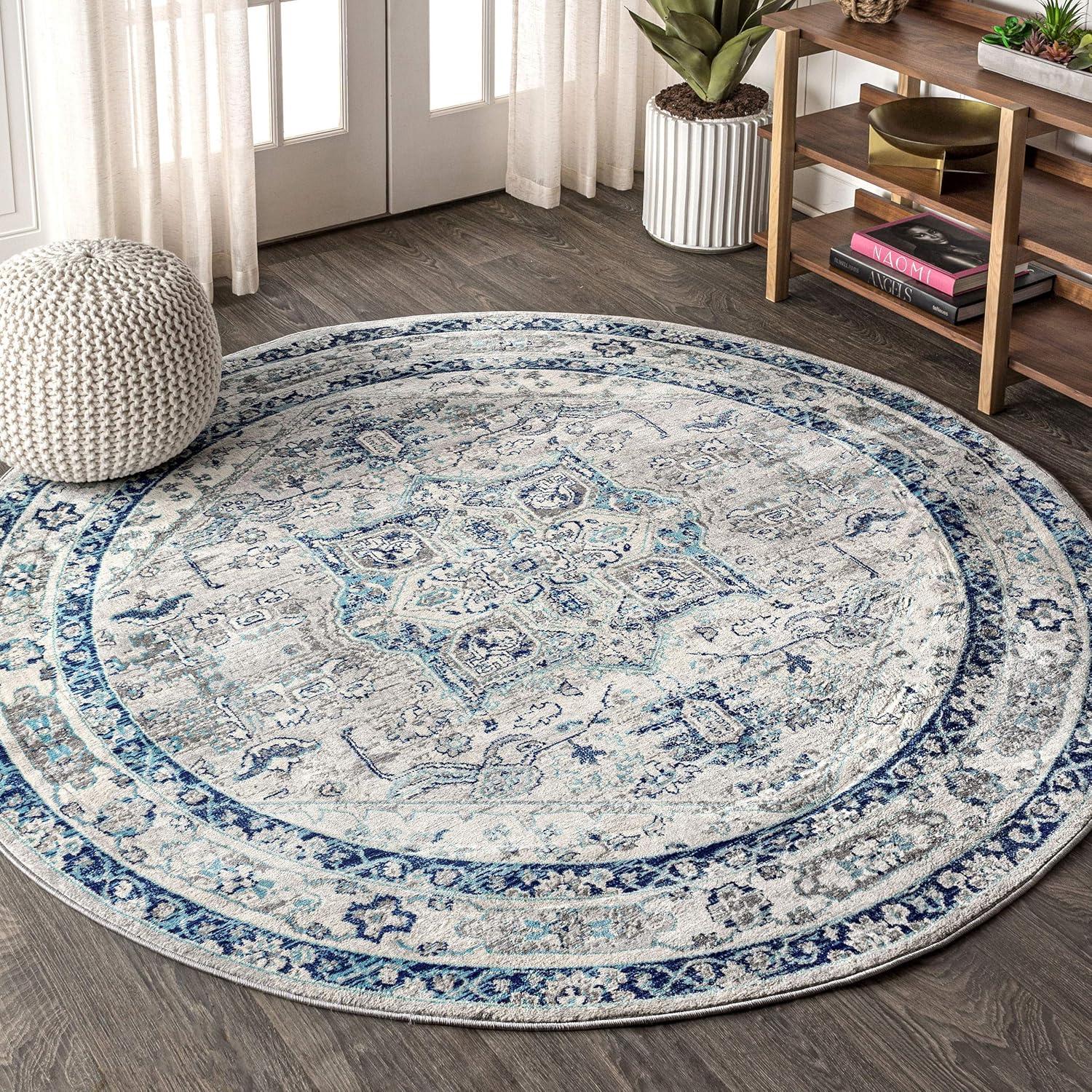 imageJONATHAN Y Modern Vintage Medallion Light GrayNavy Indoor Area Rug 8x10 Country Floral EasyCleaning for Living Room Bedroom Kitchen Pet Friendly NonShedding MDP106B8Light Grey Blue
