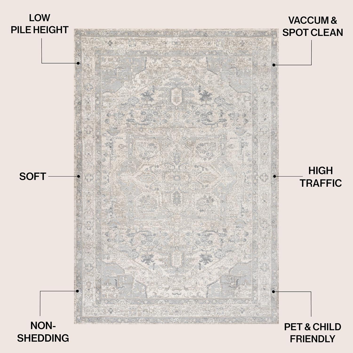 imageJONATHAN Y Modern Vintage Medallion Light GrayNavy Indoor Area Rug 8x10 Country Floral EasyCleaning for Living Room Bedroom Kitchen Pet Friendly NonShedding MDP106B8CreamLight Gray