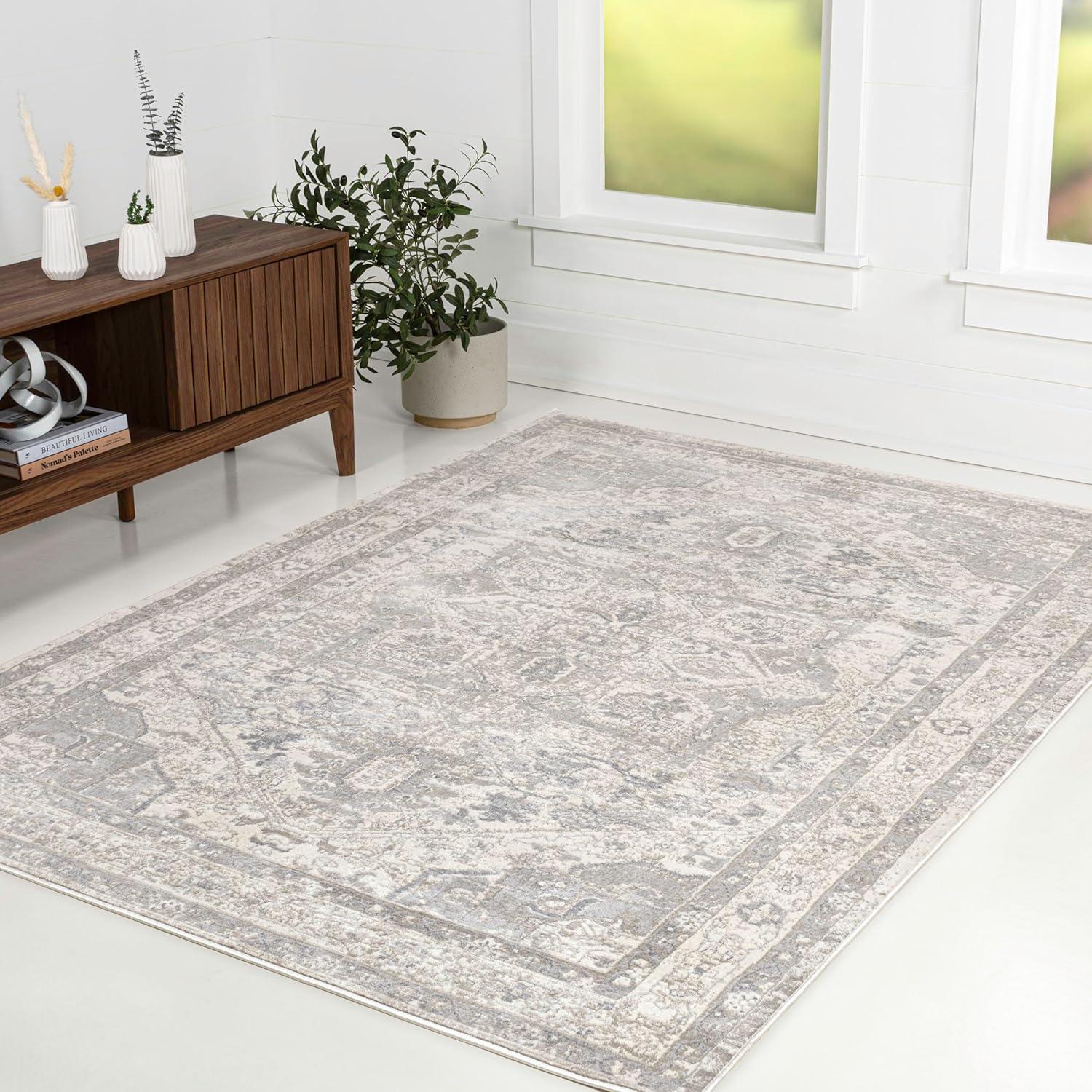 imageJONATHAN Y Modern Vintage Medallion Light GrayNavy Indoor Area Rug 8x10 Country Floral EasyCleaning for Living Room Bedroom Kitchen Pet Friendly NonShedding MDP106B8CreamLight Gray