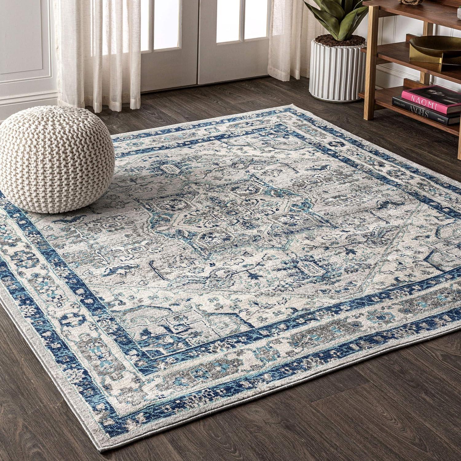 imageJONATHAN Y Modern Vintage Medallion Light GrayNavy Indoor Area Rug 8x10 Country Floral EasyCleaning for Living Room Bedroom Kitchen Pet Friendly NonShedding MDP106B8Light Grey Blue