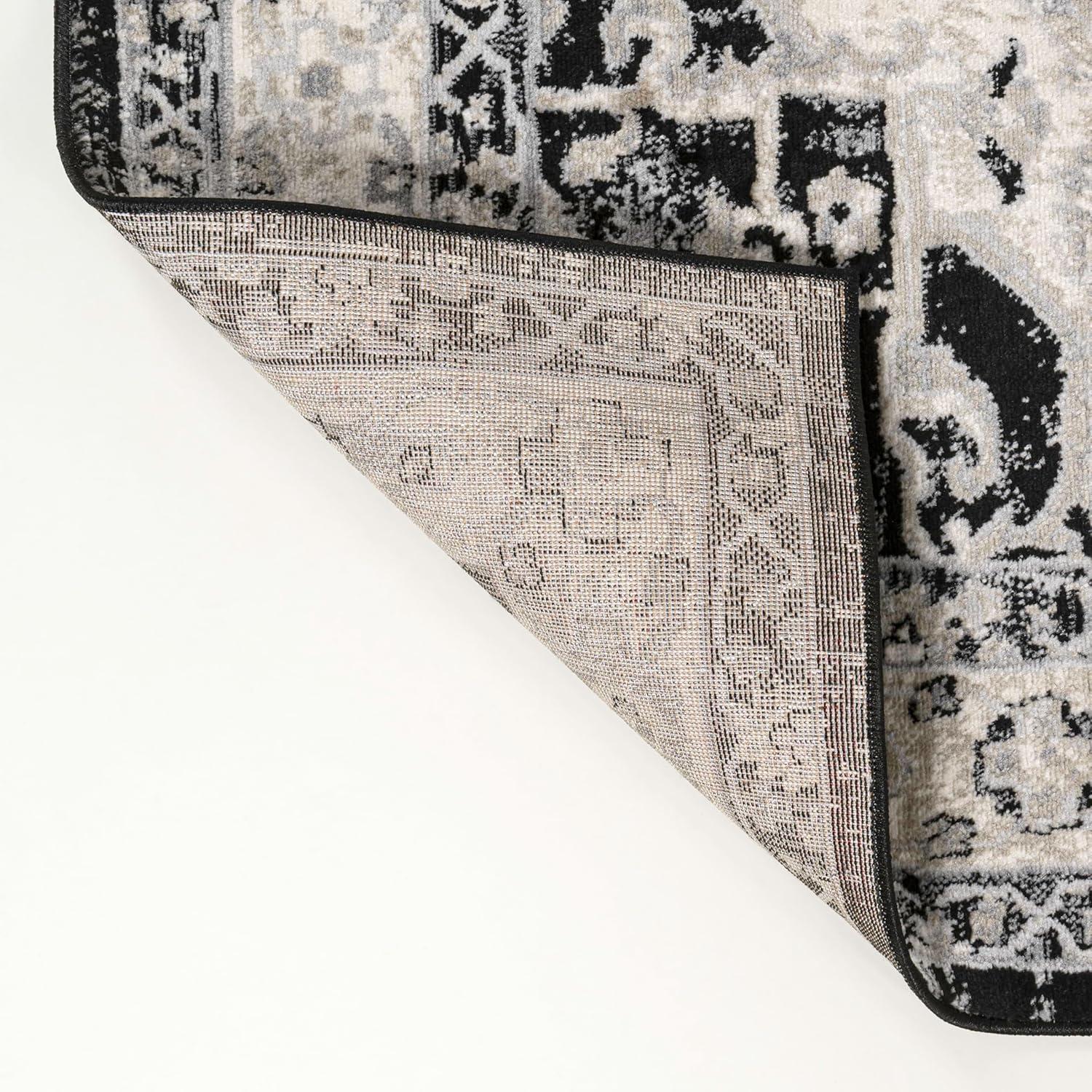 imageJONATHAN Y Modern Vintage Medallion Light GrayNavy Indoor Area Rug 8x10 Country Floral EasyCleaning for Living Room Bedroom Kitchen Pet Friendly NonShedding MDP106B8BlackIvory