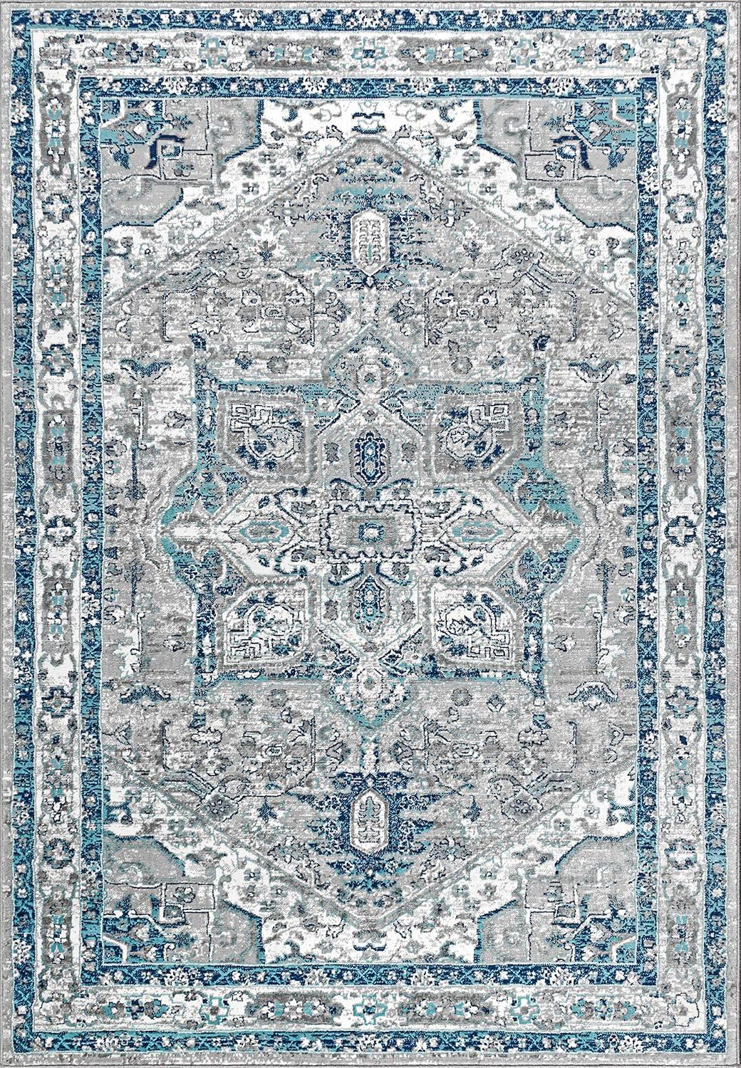 imageJONATHAN Y Modern Vintage Medallion Light GrayNavy Indoor Area Rug 8x10 Country Floral EasyCleaning for Living Room Bedroom Kitchen Pet Friendly NonShedding MDP106B8Light Grey Blue