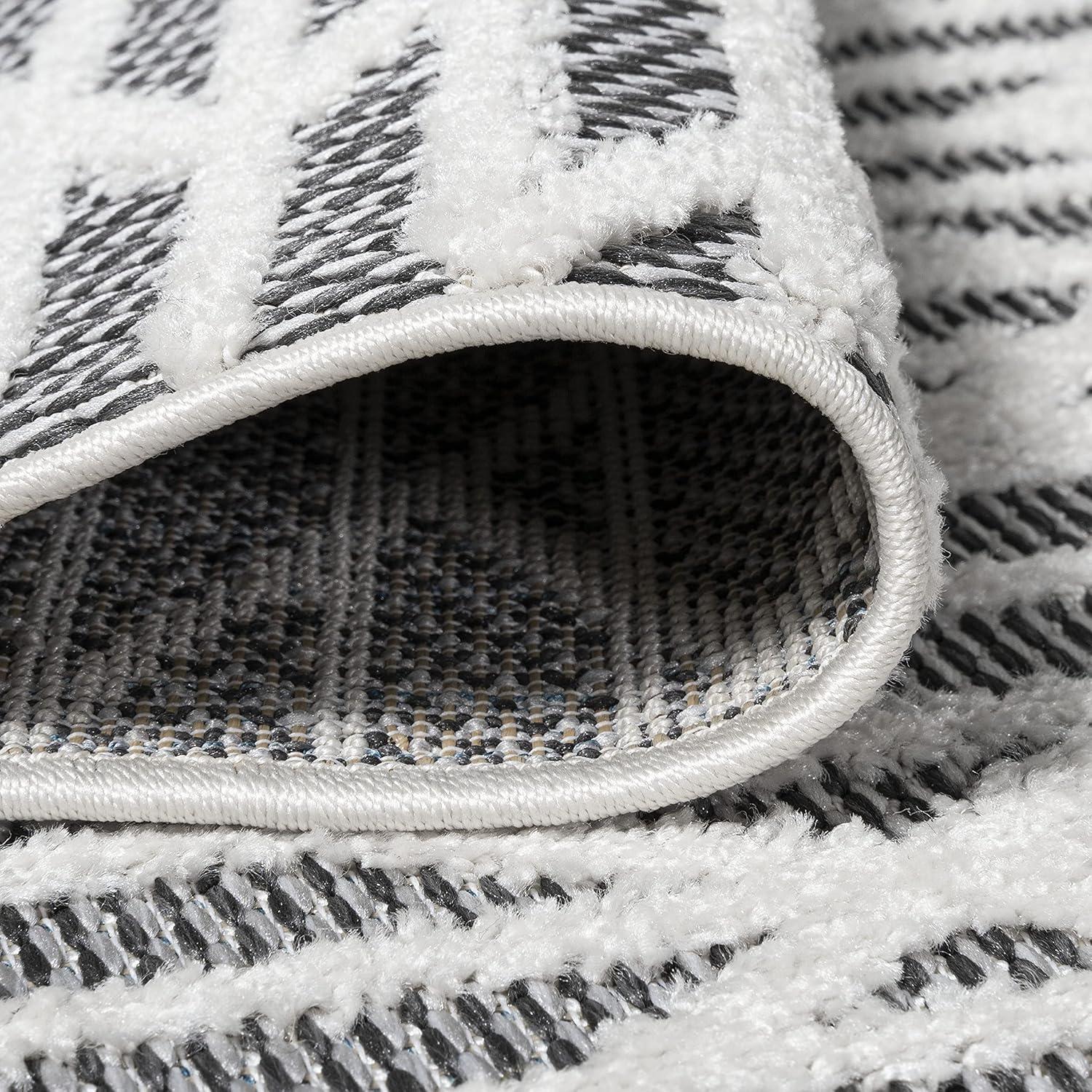 imageJONATHAN Y Moroccan Diamond Indoor Outdoor Area Rug 8X10 Beige Ararat HighLow Pile Modern for Backyard Patio Porch EasyCleaning High Traffic PetFriendly NonShedding SBH105A8BlackIvory