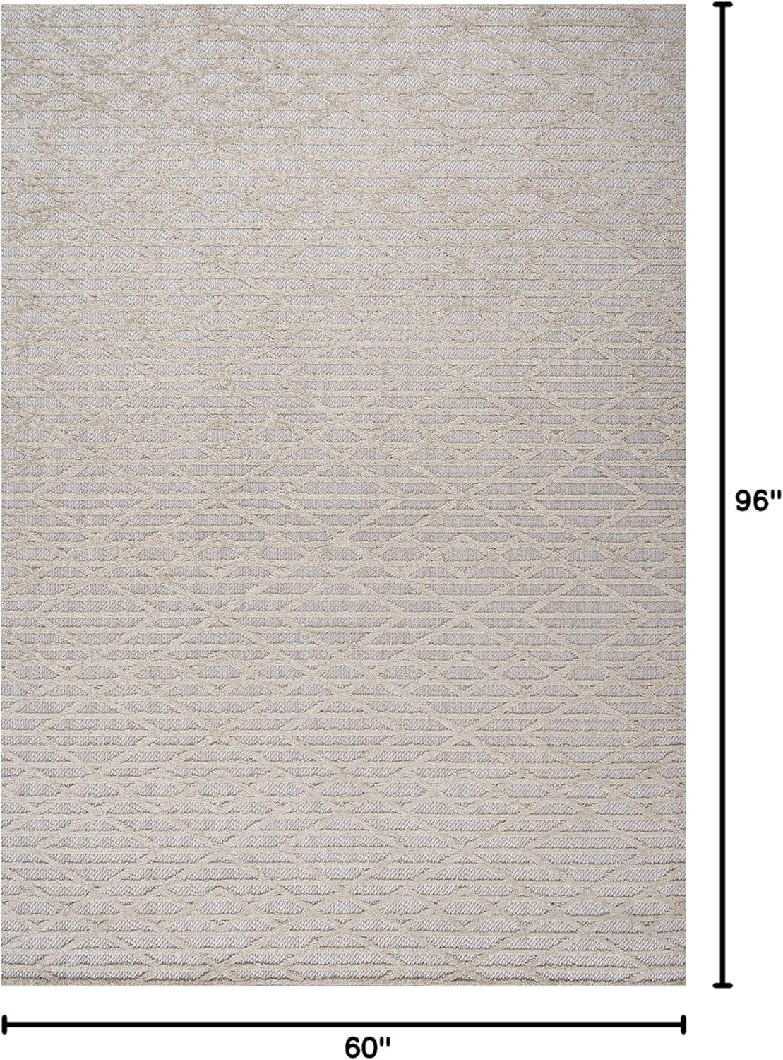 imageJONATHAN Y Moroccan Diamond Indoor Outdoor Area Rug 8X10 Beige Ararat HighLow Pile Modern for Backyard Patio Porch EasyCleaning High Traffic PetFriendly NonShedding SBH105A8Beige