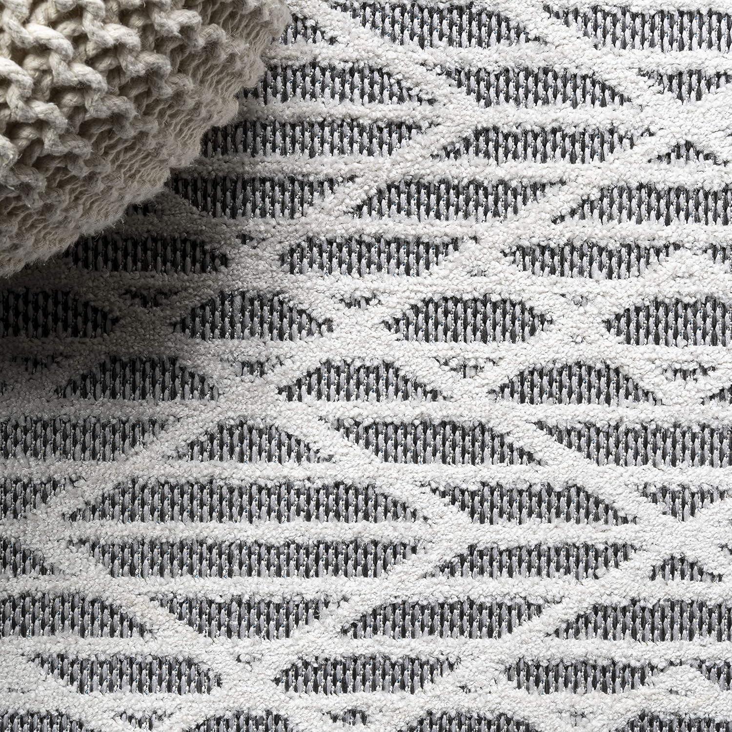 imageJONATHAN Y Moroccan Diamond Indoor Outdoor Area Rug 8X10 Beige Ararat HighLow Pile Modern for Backyard Patio Porch EasyCleaning High Traffic PetFriendly NonShedding SBH105A8BlackIvory