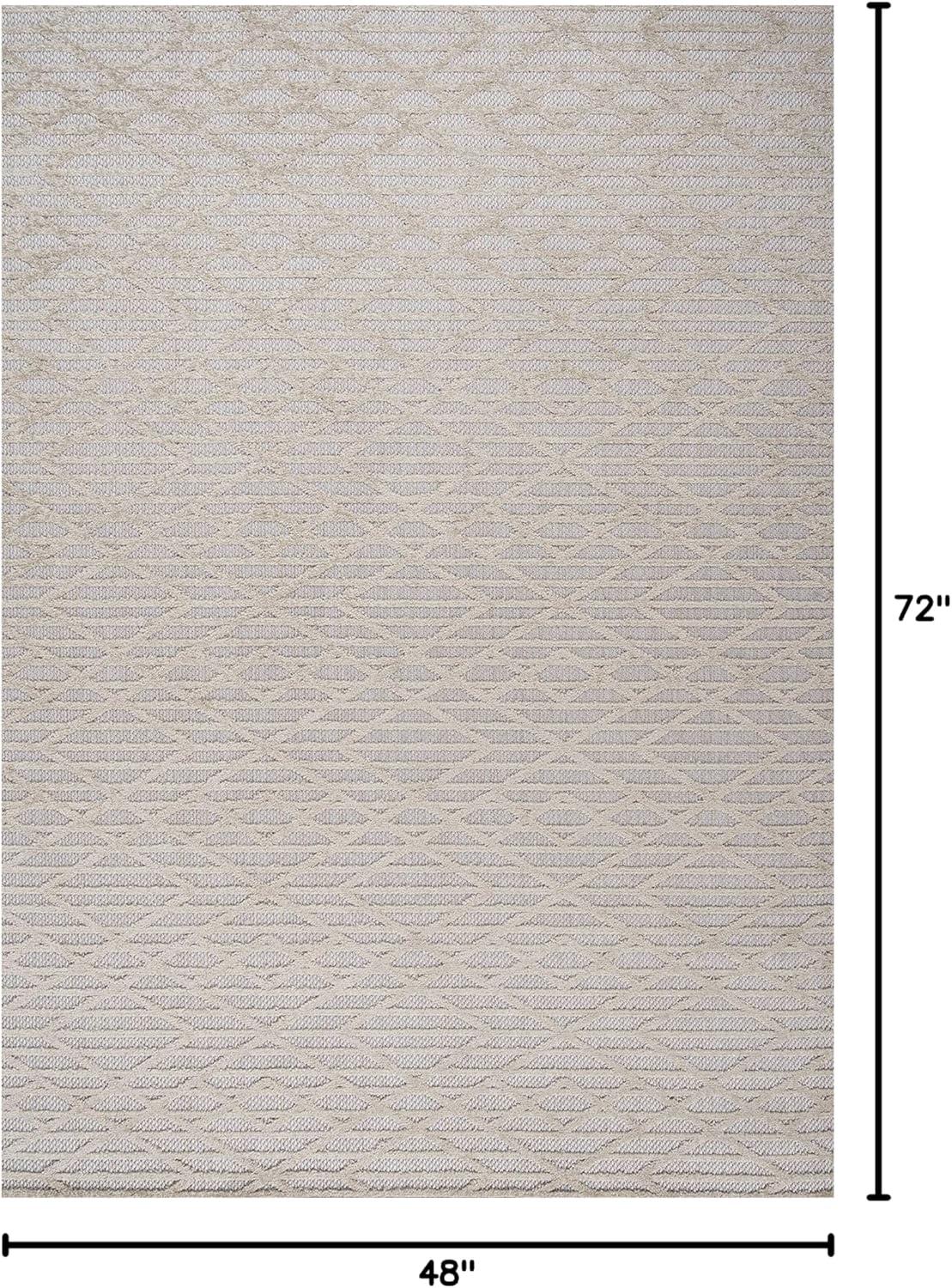 imageJONATHAN Y Moroccan Diamond Indoor Outdoor Area Rug 8X10 Beige Ararat HighLow Pile Modern for Backyard Patio Porch EasyCleaning High Traffic PetFriendly NonShedding SBH105A8Beige