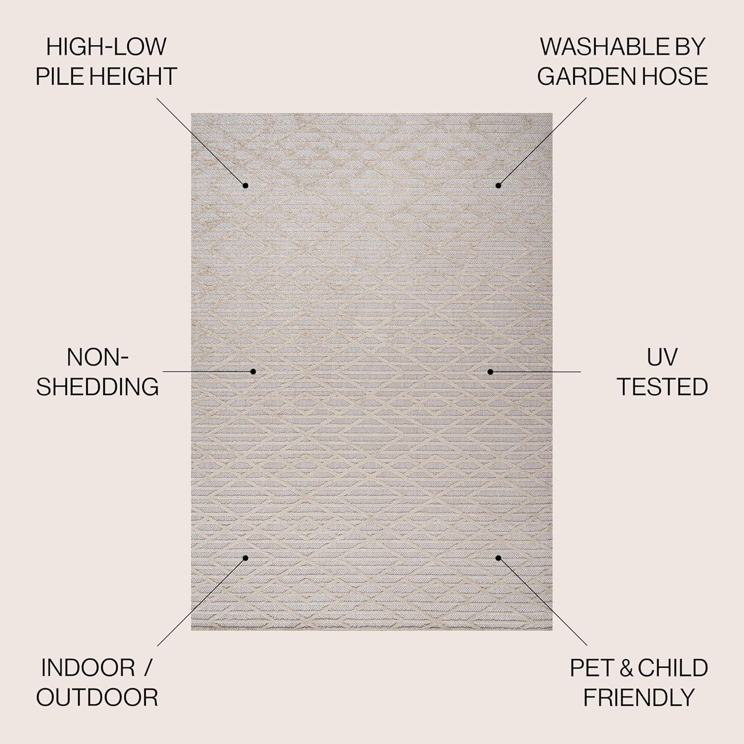 imageJONATHAN Y Moroccan Diamond Indoor Outdoor Area Rug 8X10 Beige Ararat HighLow Pile Modern for Backyard Patio Porch EasyCleaning High Traffic PetFriendly NonShedding SBH105A8Beige