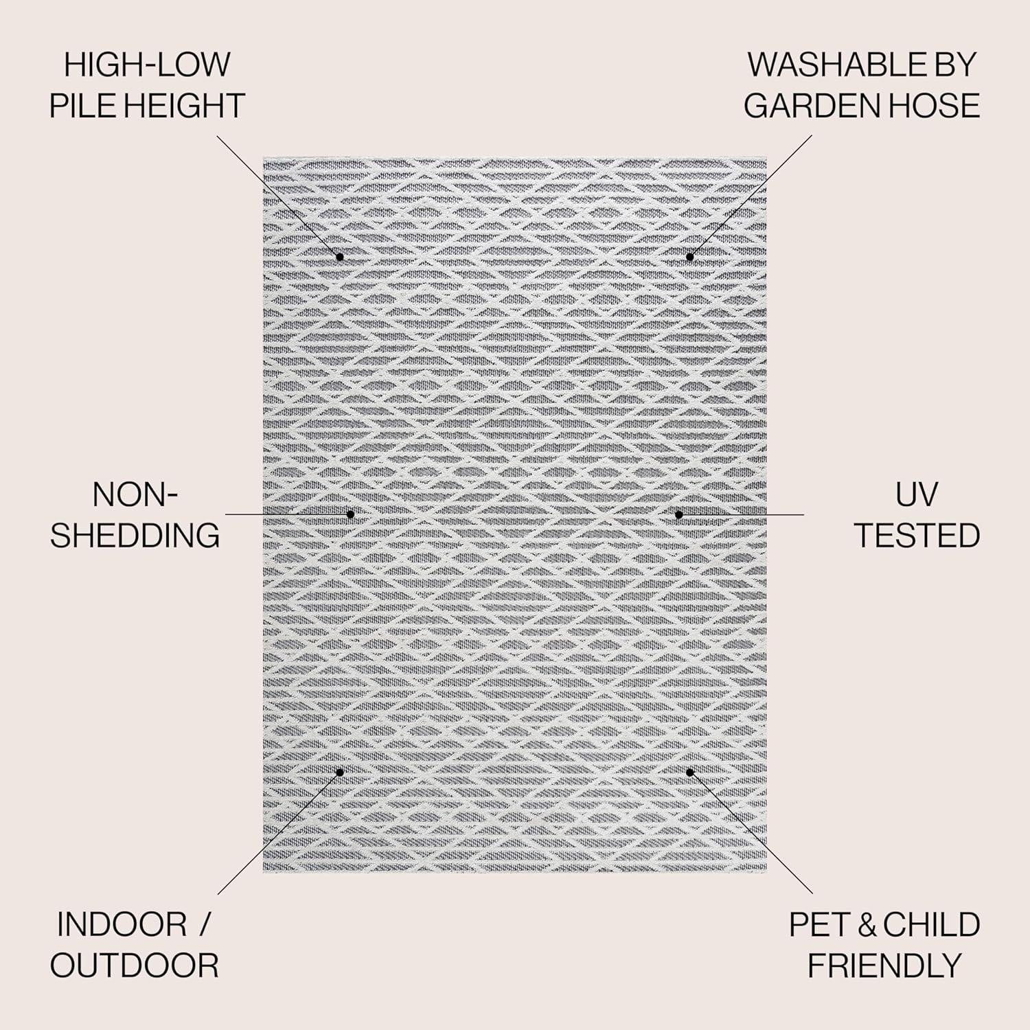 imageJONATHAN Y Moroccan Diamond Indoor Outdoor Area Rug 8X10 Beige Ararat HighLow Pile Modern for Backyard Patio Porch EasyCleaning High Traffic PetFriendly NonShedding SBH105A8BlackIvory