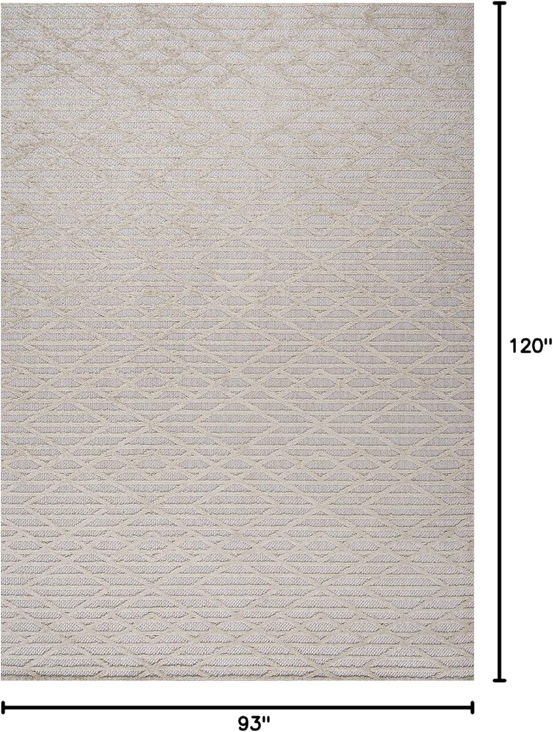 imageJONATHAN Y Moroccan Diamond Indoor Outdoor Area Rug 8X10 Beige Ararat HighLow Pile Modern for Backyard Patio Porch EasyCleaning High Traffic PetFriendly NonShedding SBH105A8Beige