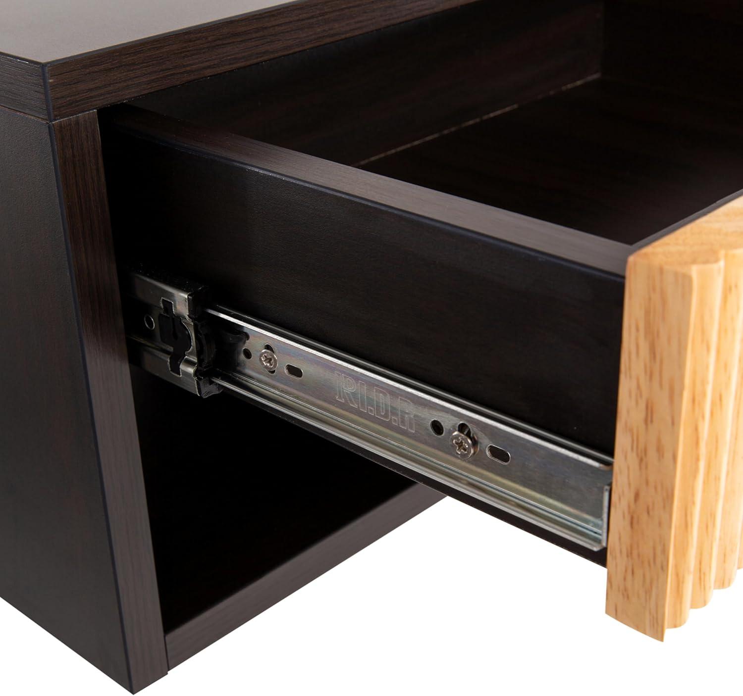 imageJONATHAN Y NST2001A Elise 1571quot Classic Contemporary Floating Wall Mounted Nightstand with SoftClose Tambour Drawer and Cable Hole BlackLight OakBlackLight Oak