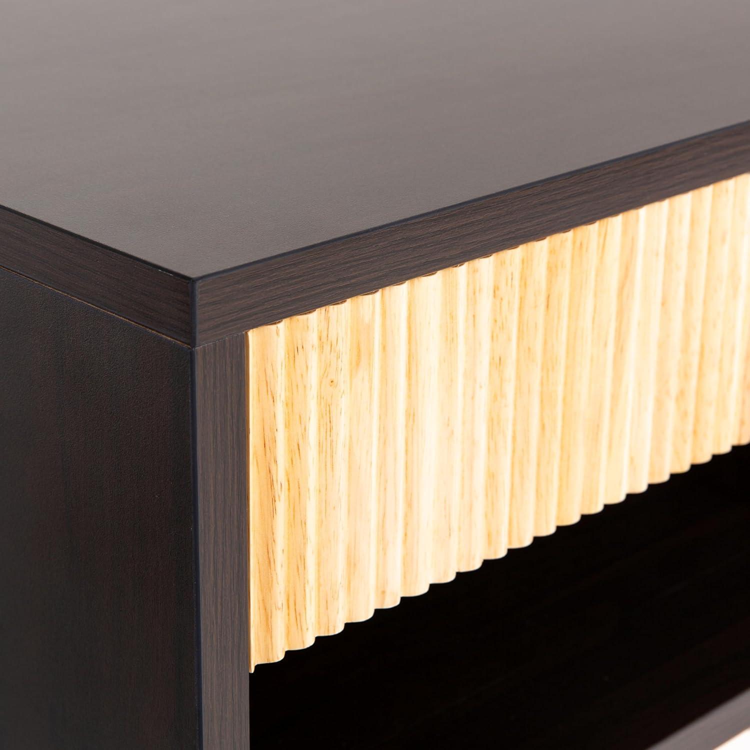 imageJONATHAN Y NST2001A Elise 1571quot Classic Contemporary Floating Wall Mounted Nightstand with SoftClose Tambour Drawer and Cable Hole BlackLight OakBlackLight Oak