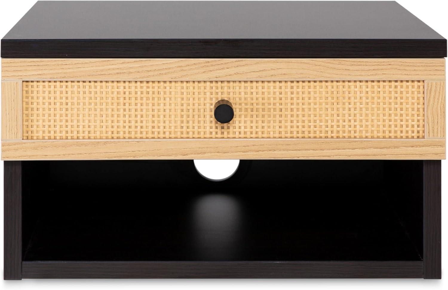 imageJONATHAN Y NST2001A Elise 1571quot Classic Contemporary Floating Wall Mounted Nightstand with SoftClose Tambour Drawer and Cable Hole BlackLight OakBlackLight Oak