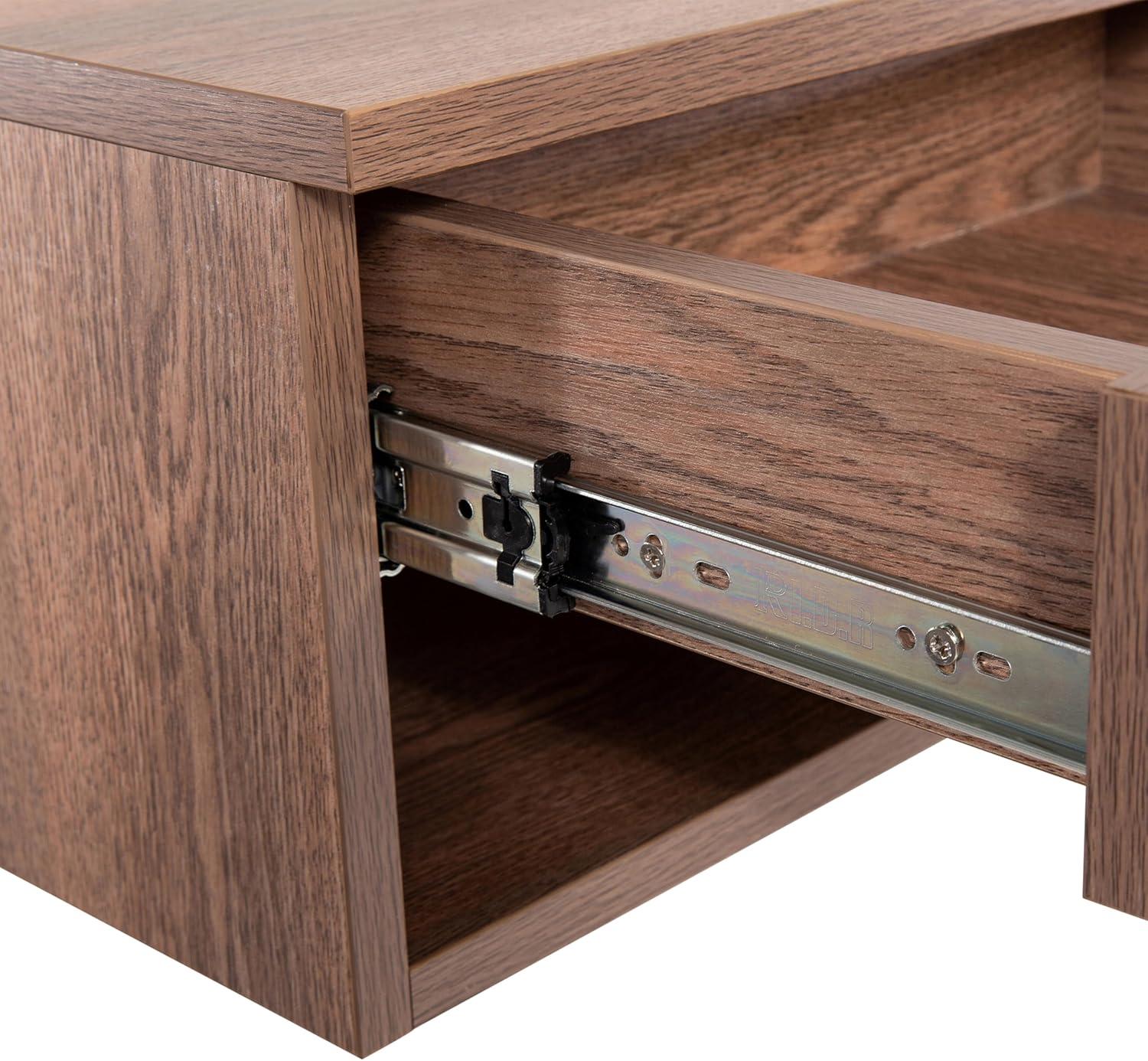 imageJONATHAN Y NST2001A Elise 1571quot Classic Contemporary Floating Wall Mounted Nightstand with SoftClose Tambour Drawer and Cable Hole BlackLight OakDark Brown