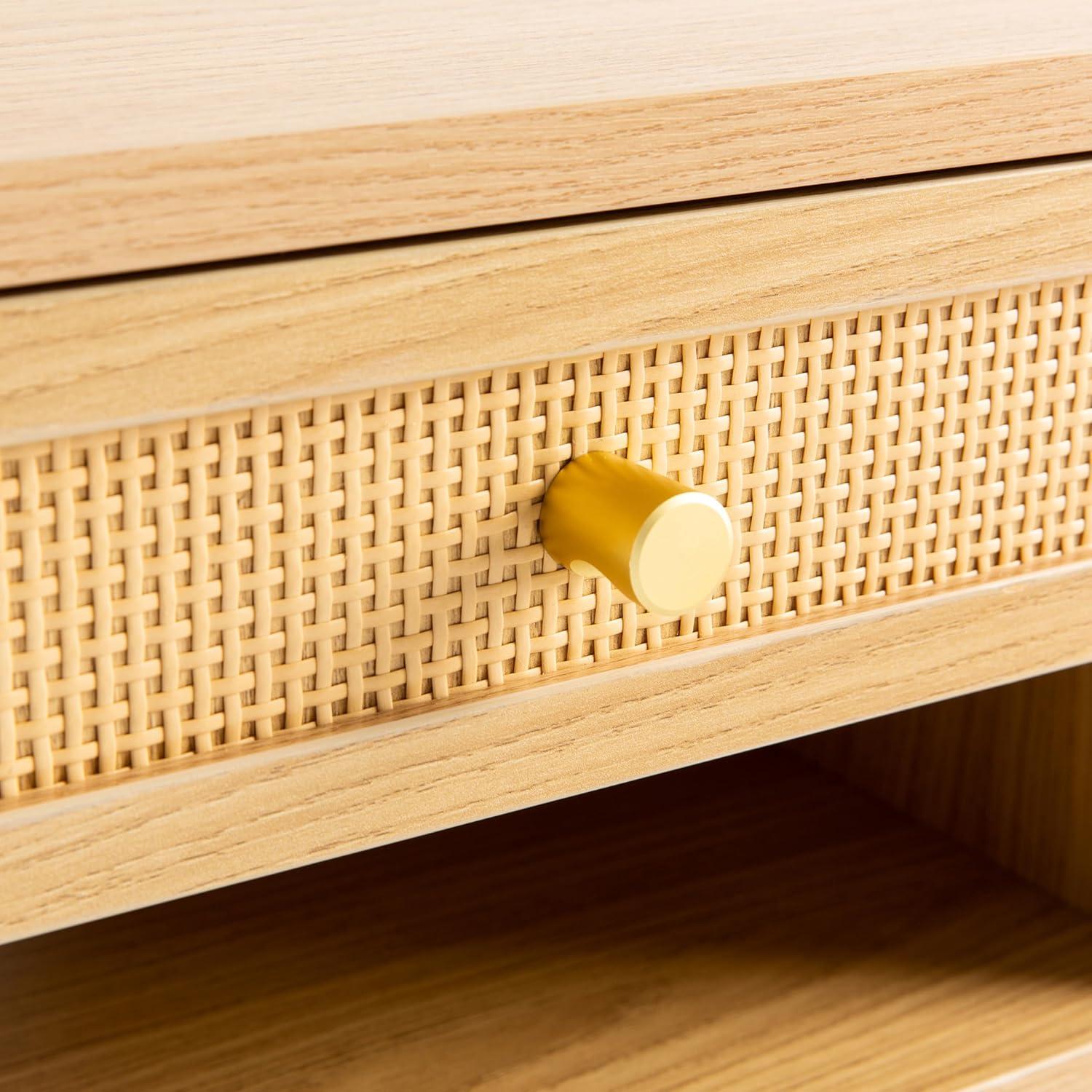 imageJONATHAN Y NST2001A Elise 1571quot Classic Contemporary Floating Wall Mounted Nightstand with SoftClose Tambour Drawer and Cable Hole BlackLight OakLight Oak