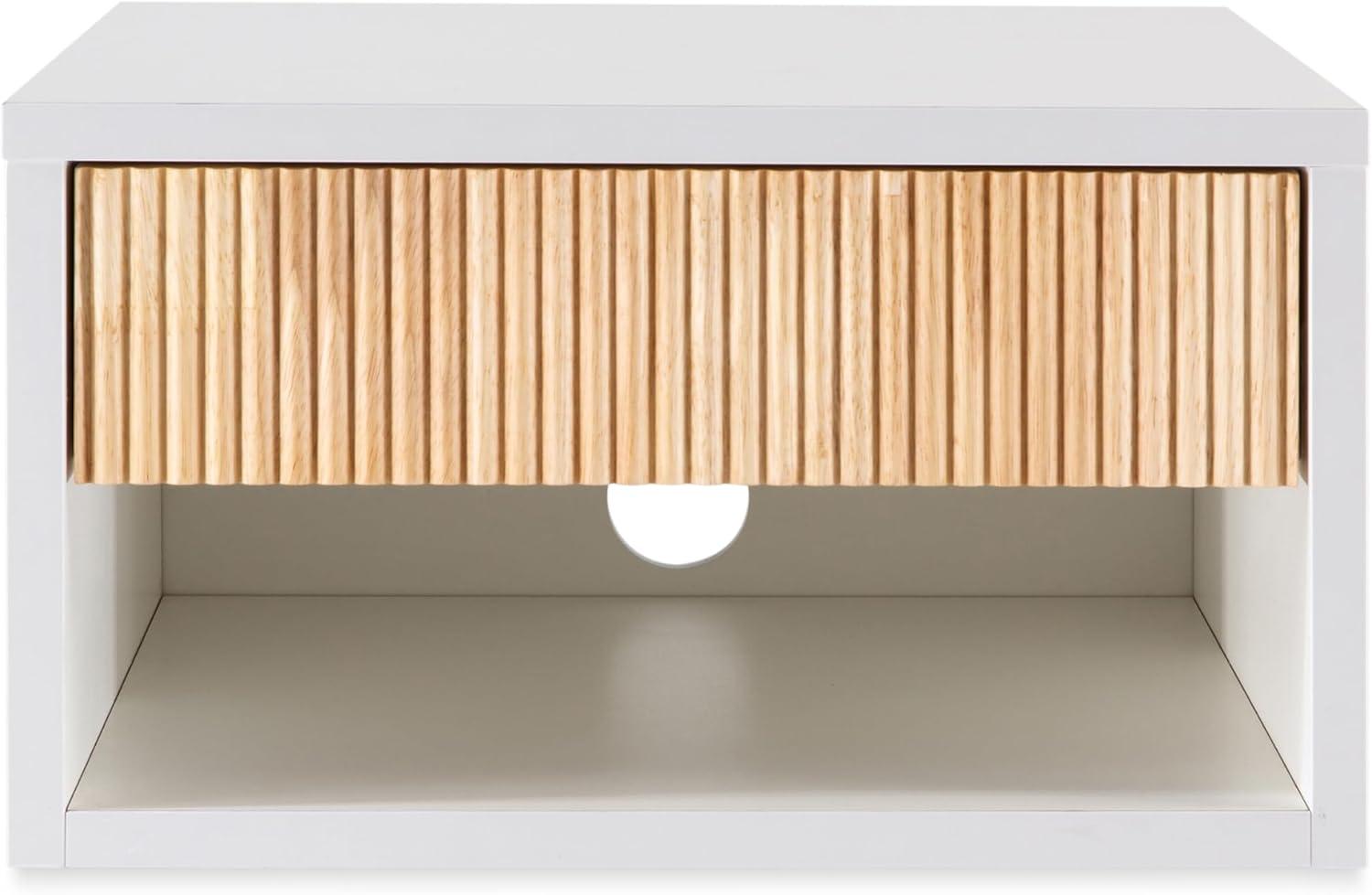 imageJONATHAN Y NST2001A Elise 1571quot Classic Contemporary Floating Wall Mounted Nightstand with SoftClose Tambour Drawer and Cable Hole BlackLight OakWhiteLight Oak