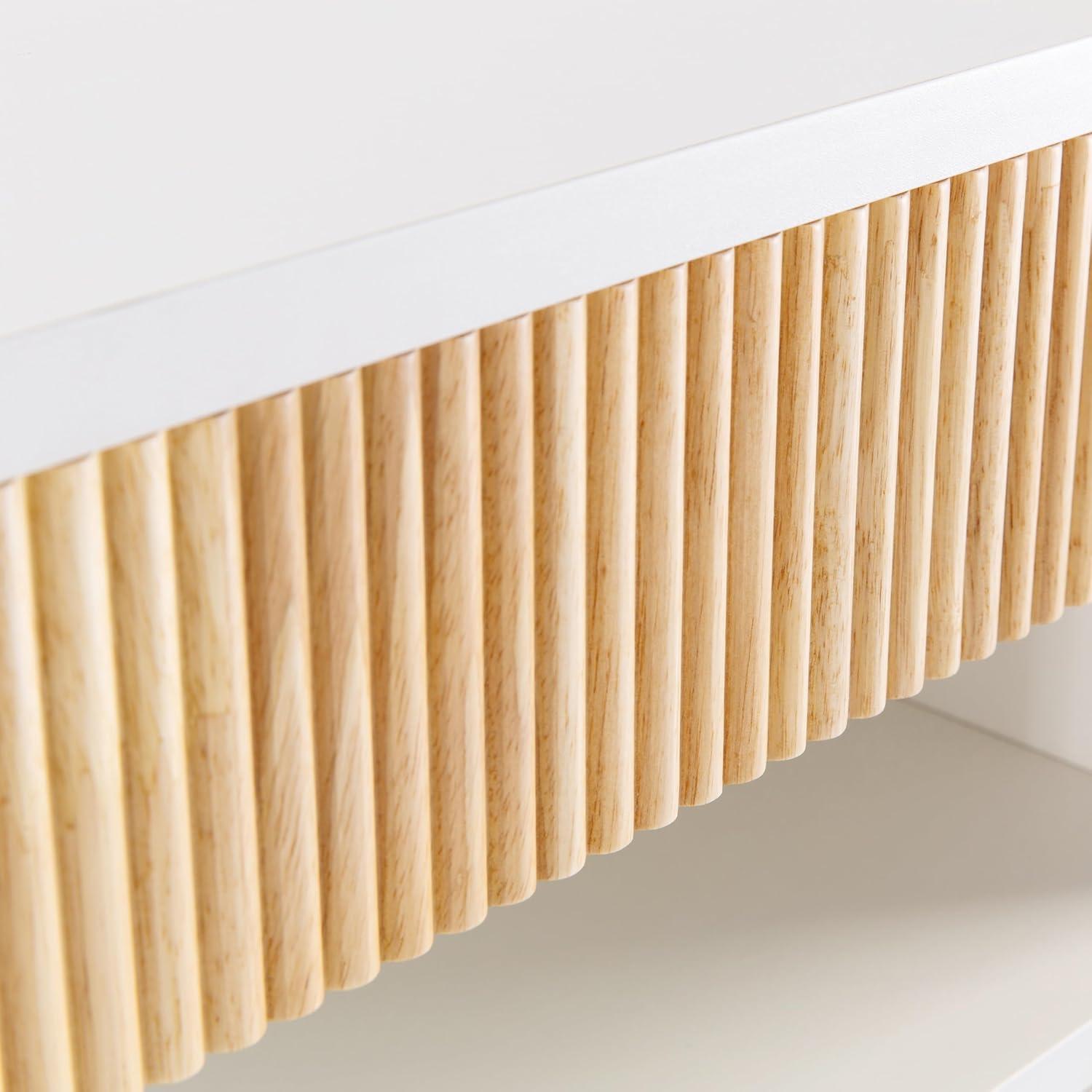 imageJONATHAN Y NST2001A Elise 1571quot Classic Contemporary Floating Wall Mounted Nightstand with SoftClose Tambour Drawer and Cable Hole BlackLight OakWhiteLight Oak