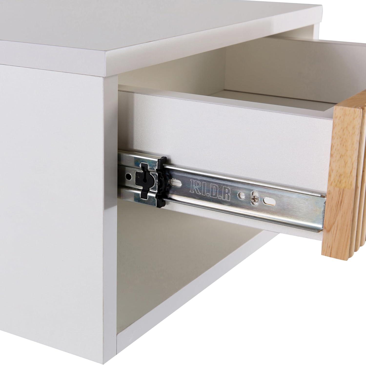 imageJONATHAN Y NST2001A Elise 1571quot Classic Contemporary Floating Wall Mounted Nightstand with SoftClose Tambour Drawer and Cable Hole BlackLight OakWhiteLight Oak