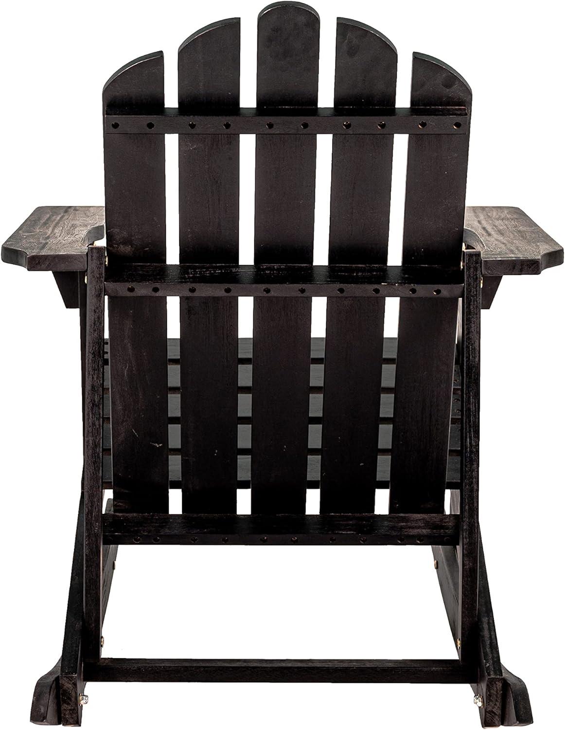 imageJONATHAN Y PAT1000A Kiawah Outdoor Patio Classic Acacia Wood Adirondack Rocking Chair for Garden Lawn Backyard Pool Deck Beach Firepit Light BrownBlack