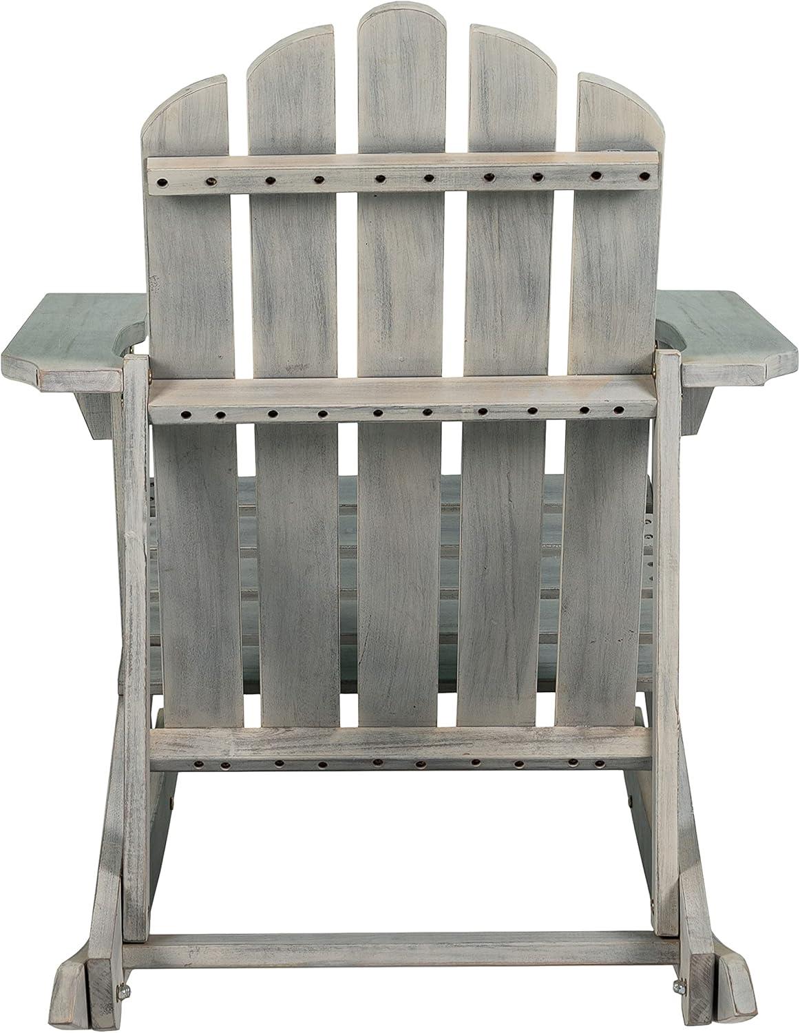 imageJONATHAN Y PAT1000A Kiawah Outdoor Patio Classic Acacia Wood Adirondack Rocking Chair for Garden Lawn Backyard Pool Deck Beach Firepit Light BrownGrey