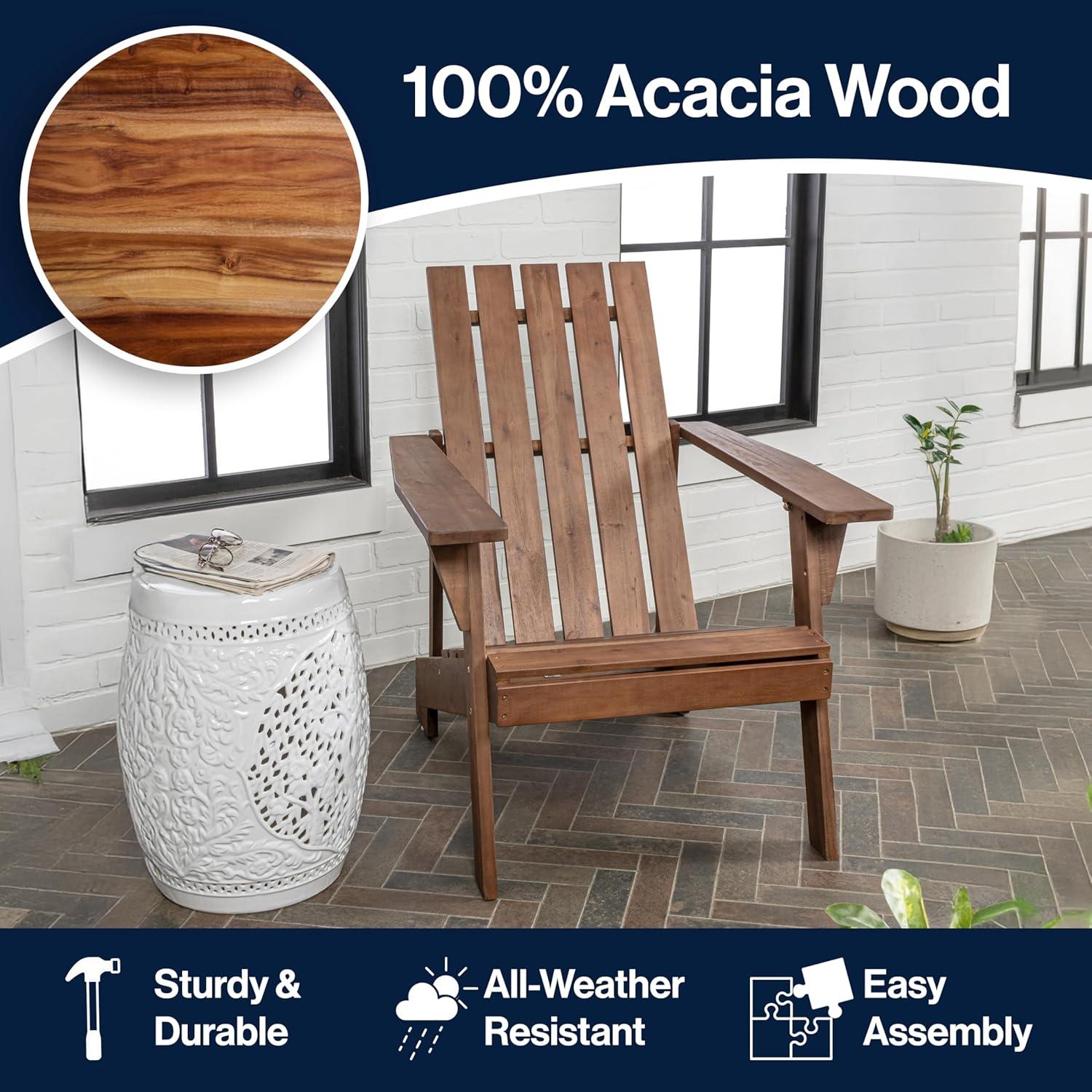 imageJONATHAN Y PAT1001B Irving Outdoor Patio Modern Acacia Wood Adirondack Chair for Garden Lawn Backyard Pool Deck Beach Firepit GrayDark Brown