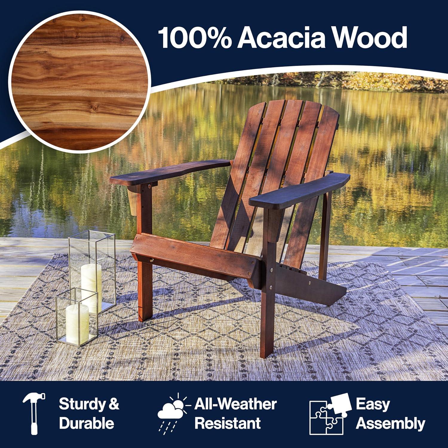 imageJONATHAN Y PAT1002C Westport Outdoor Patio Traditional Acacia Wood Adirondack Chair for Garden Lawn Backyard Pool Deck Beach Firepit Dark BrownDark Brown