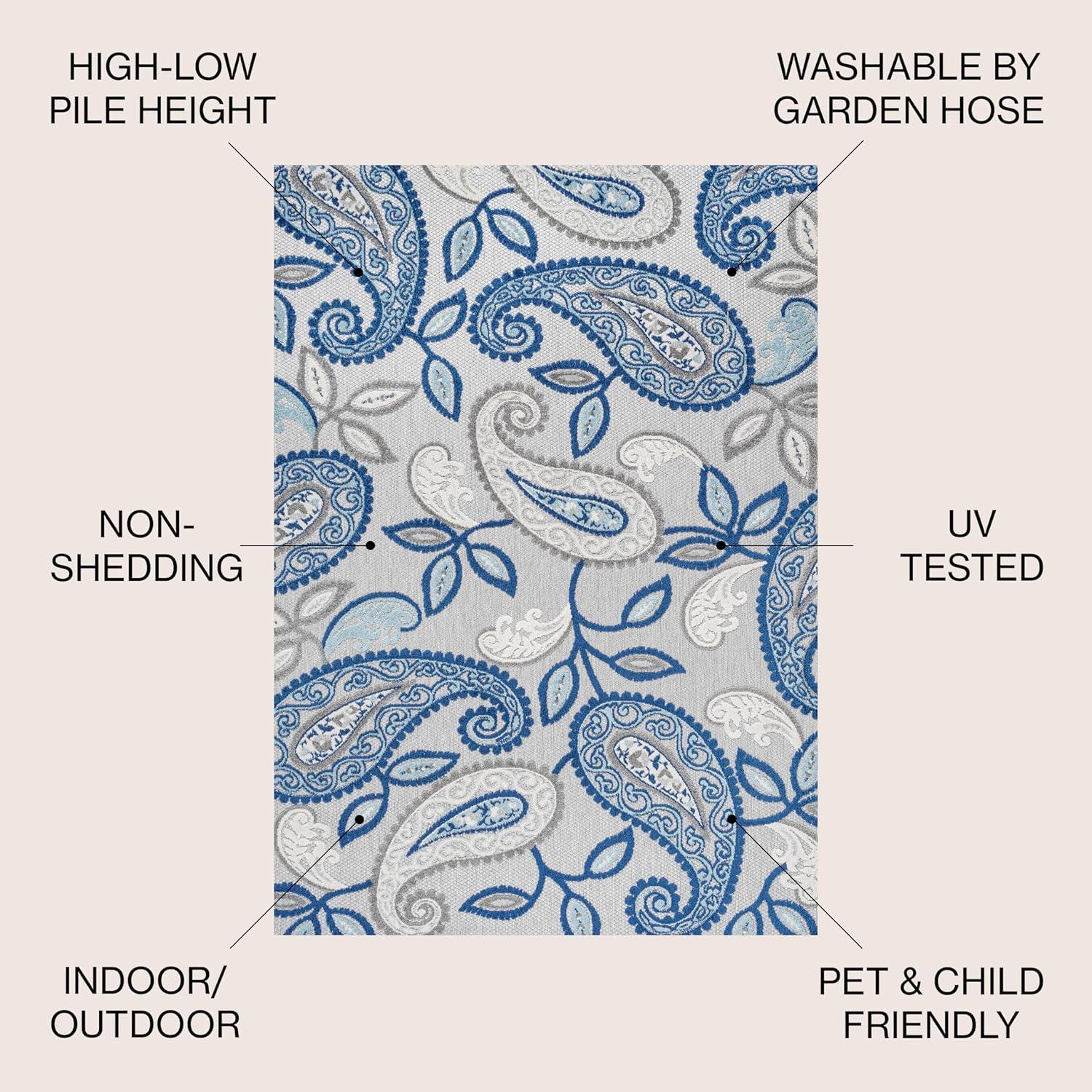 imageJONATHAN Y Paisley HighLow Indoor Outdoor Area Rug 8X10 OrangeBlue Julien for Backyard Patio Porch EasyCleaning High Traffic PetFriendly NonShedding AMC102B8BlueLight Gray