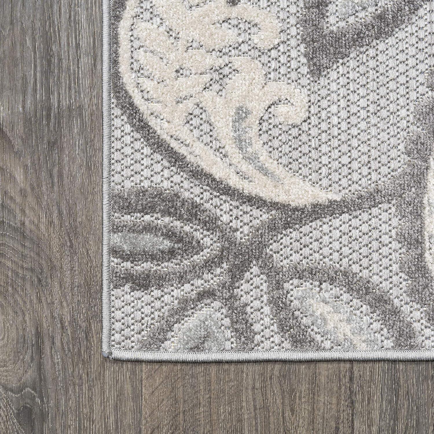 imageJONATHAN Y Paisley HighLow Indoor Outdoor Area Rug 8X10 OrangeBlue Julien for Backyard Patio Porch EasyCleaning High Traffic PetFriendly NonShedding AMC102B8Light GrayIvory