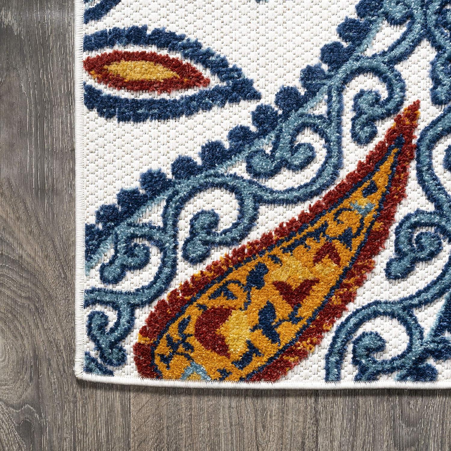 imageJONATHAN Y Paisley HighLow Indoor Outdoor Area Rug 8X10 OrangeBlue Julien for Backyard Patio Porch EasyCleaning High Traffic PetFriendly NonShedding AMC102B8OrangeBlue