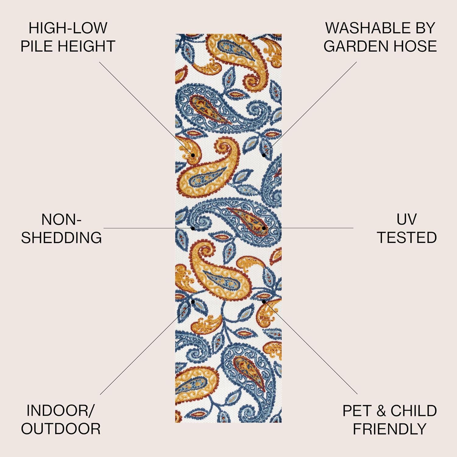 imageJONATHAN Y Paisley HighLow Indoor Outdoor Area Rug 8X10 OrangeBlue Julien for Backyard Patio Porch EasyCleaning High Traffic PetFriendly NonShedding AMC102B8OrangeBlue