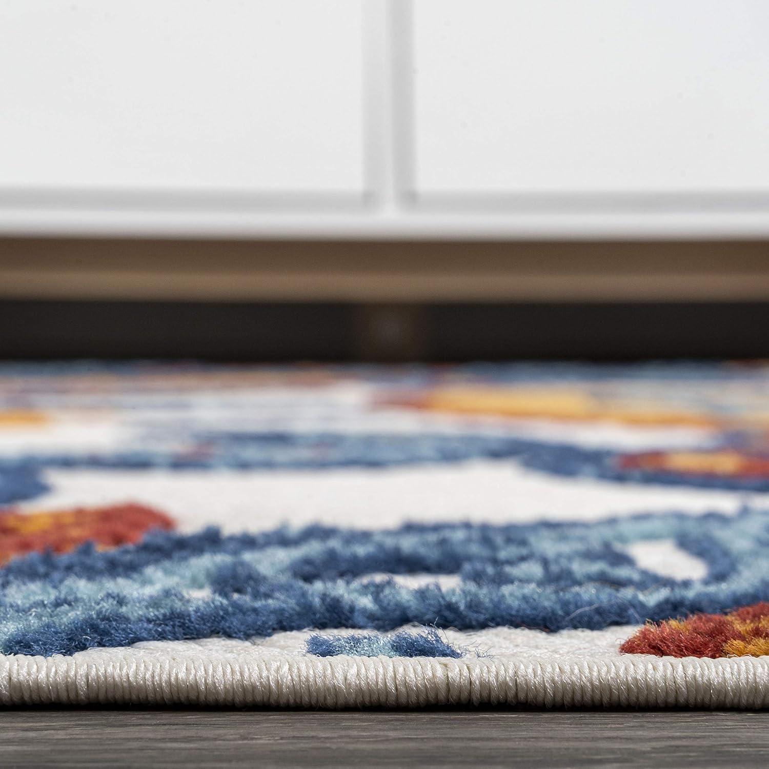 imageJONATHAN Y Paisley HighLow Indoor Outdoor Area Rug 8X10 OrangeBlue Julien for Backyard Patio Porch EasyCleaning High Traffic PetFriendly NonShedding AMC102B8OrangeBlue