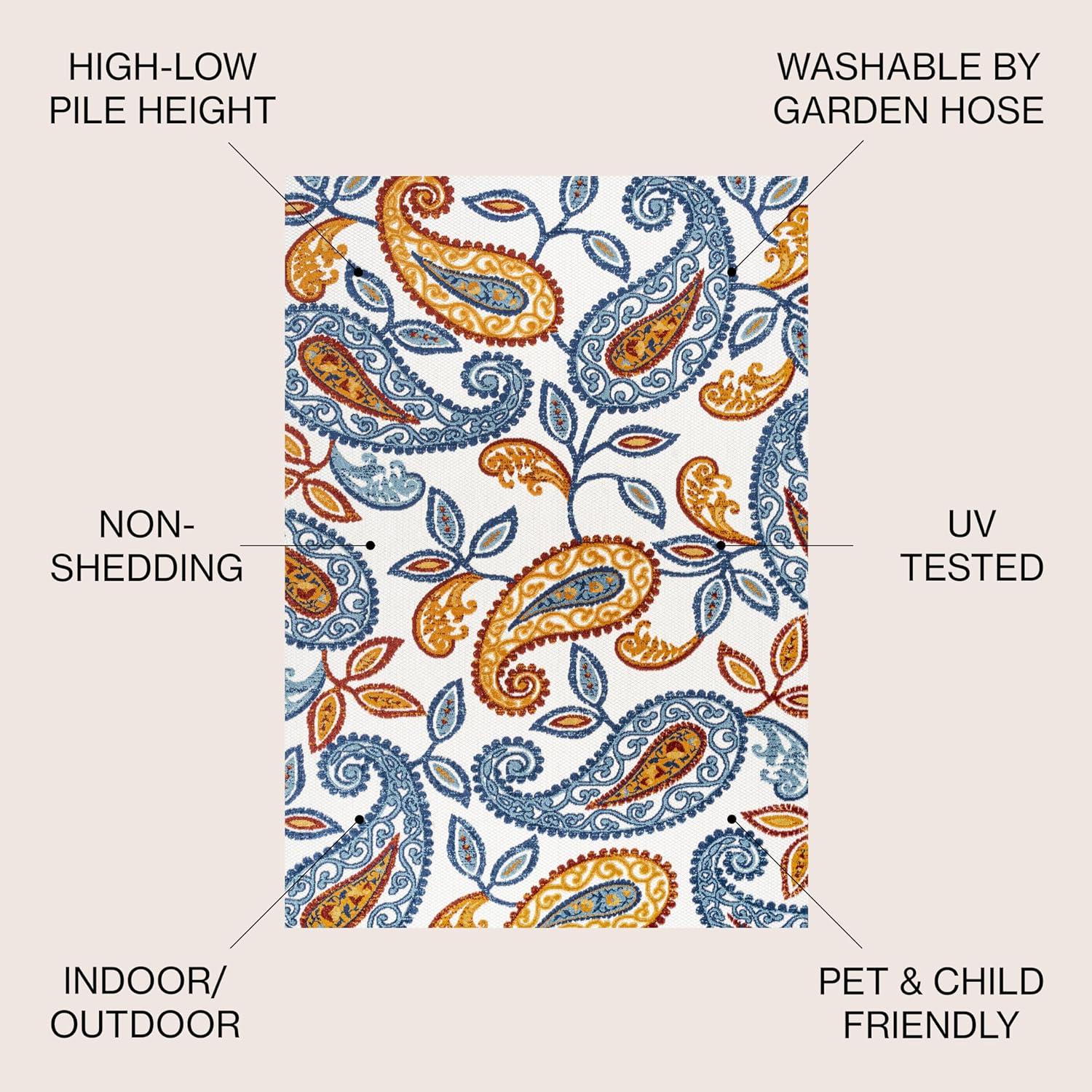 imageJONATHAN Y Paisley HighLow Indoor Outdoor Area Rug 8X10 OrangeBlue Julien for Backyard Patio Porch EasyCleaning High Traffic PetFriendly NonShedding AMC102B8OrangeBlue