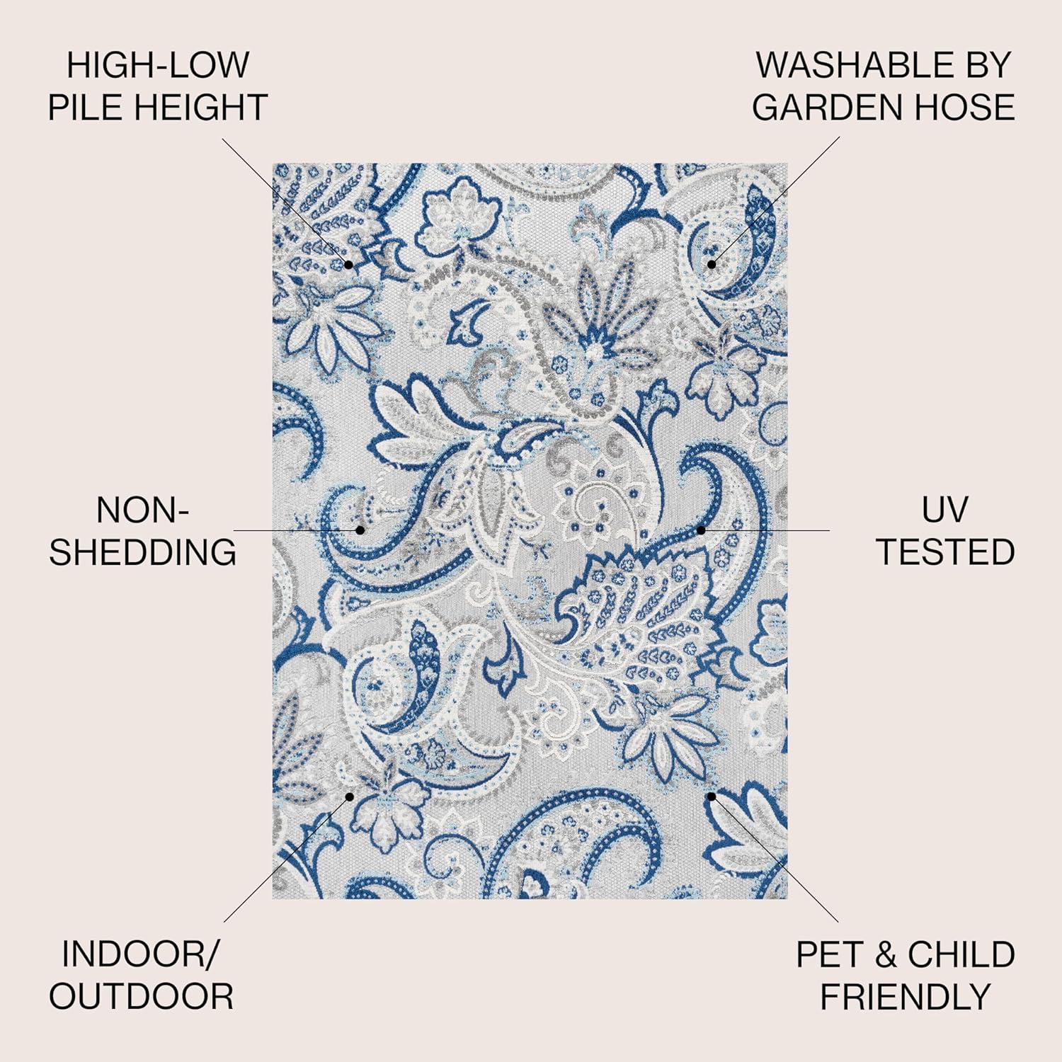 imageJONATHAN Y Paisley HighLow Indoor Outdoor Runner Rug 2X8 OrangeMulti Gordes for Backyard Patio Porch EasyCleaning High Traffic PetFriendly NonShedding AMC103B28Light GrayBlue