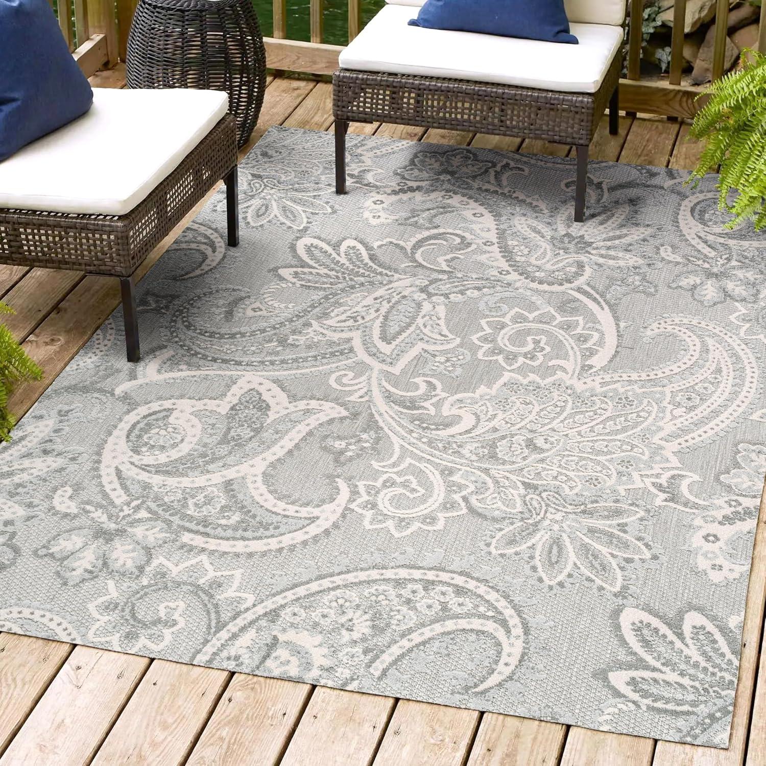 imageJONATHAN Y Paisley HighLow Indoor Outdoor Runner Rug 2X8 OrangeMulti Gordes for Backyard Patio Porch EasyCleaning High Traffic PetFriendly NonShedding AMC103B28Light GrayIvory