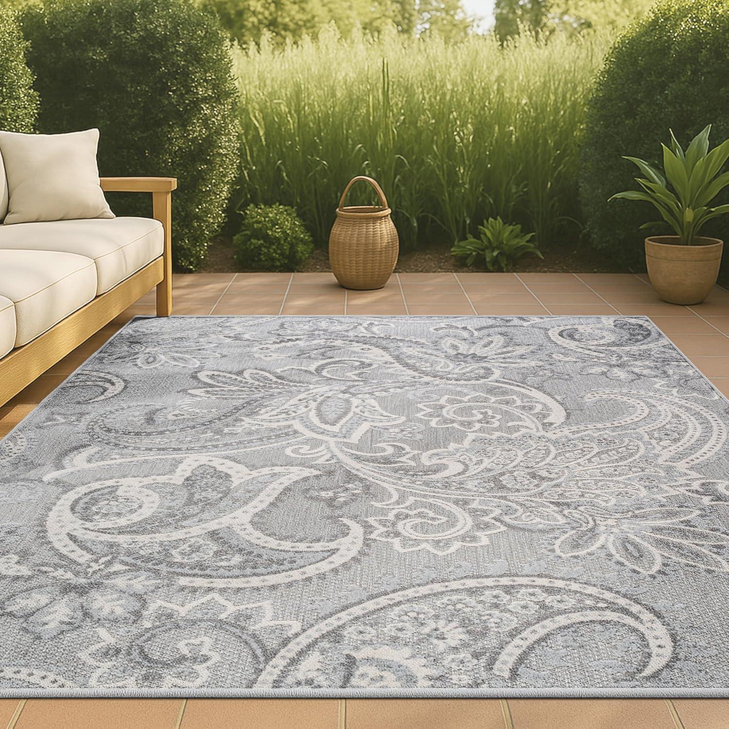 imageJONATHAN Y Paisley HighLow Indoor Outdoor Runner Rug 2X8 OrangeMulti Gordes for Backyard Patio Porch EasyCleaning High Traffic PetFriendly NonShedding AMC103B28Light GrayIvory