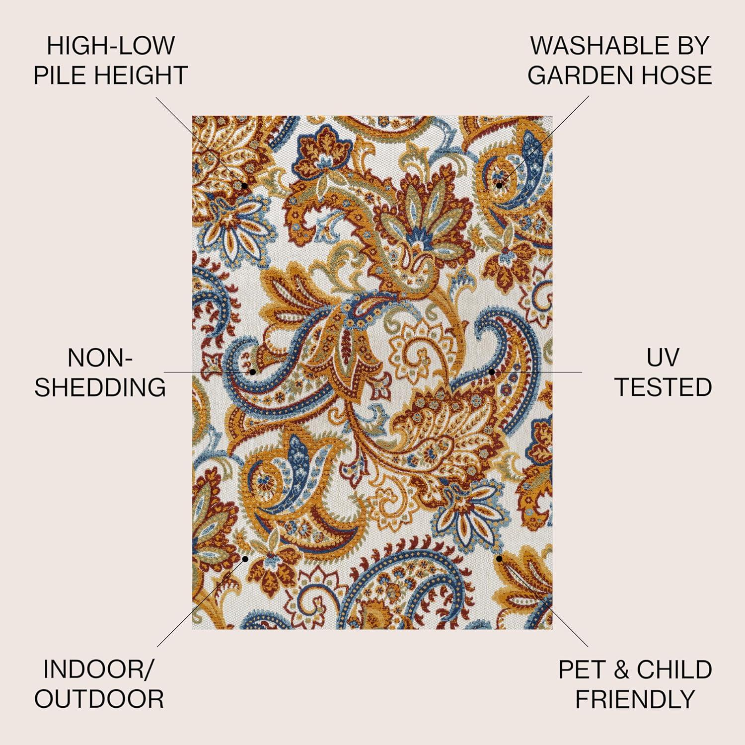 imageJONATHAN Y Paisley HighLow Indoor Outdoor Runner Rug 2X8 OrangeMulti Gordes for Backyard Patio Porch EasyCleaning High Traffic PetFriendly NonShedding AMC103B28OrangeMulti