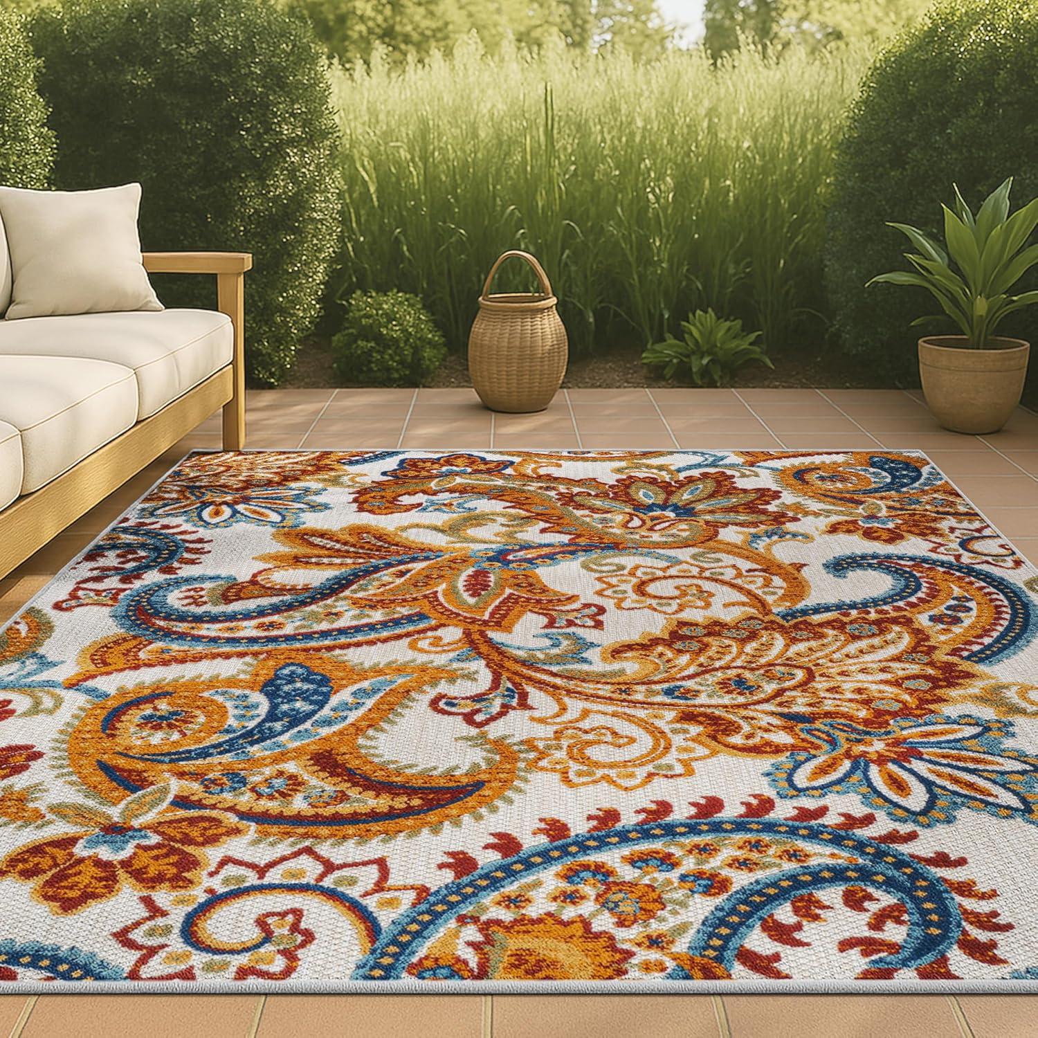 imageJONATHAN Y Paisley HighLow Indoor Outdoor Runner Rug 2X8 OrangeMulti Gordes for Backyard Patio Porch EasyCleaning High Traffic PetFriendly NonShedding AMC103B28OrangeMulti
