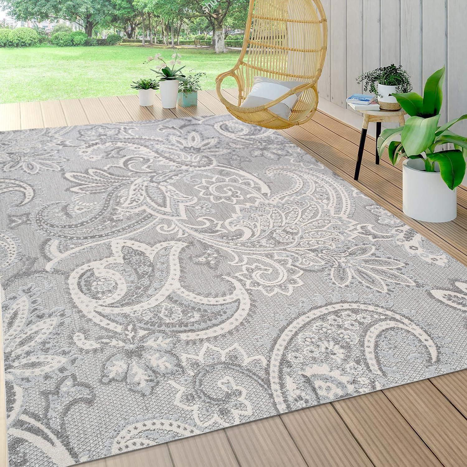 imageJONATHAN Y Paisley HighLow Indoor Outdoor Runner Rug 2X8 OrangeMulti Gordes for Backyard Patio Porch EasyCleaning High Traffic PetFriendly NonShedding AMC103B28Light GrayIvory
