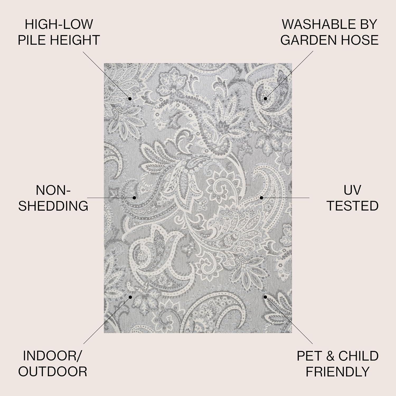 imageJONATHAN Y Paisley HighLow Indoor Outdoor Runner Rug 2X8 OrangeMulti Gordes for Backyard Patio Porch EasyCleaning High Traffic PetFriendly NonShedding AMC103B28Light GrayIvory