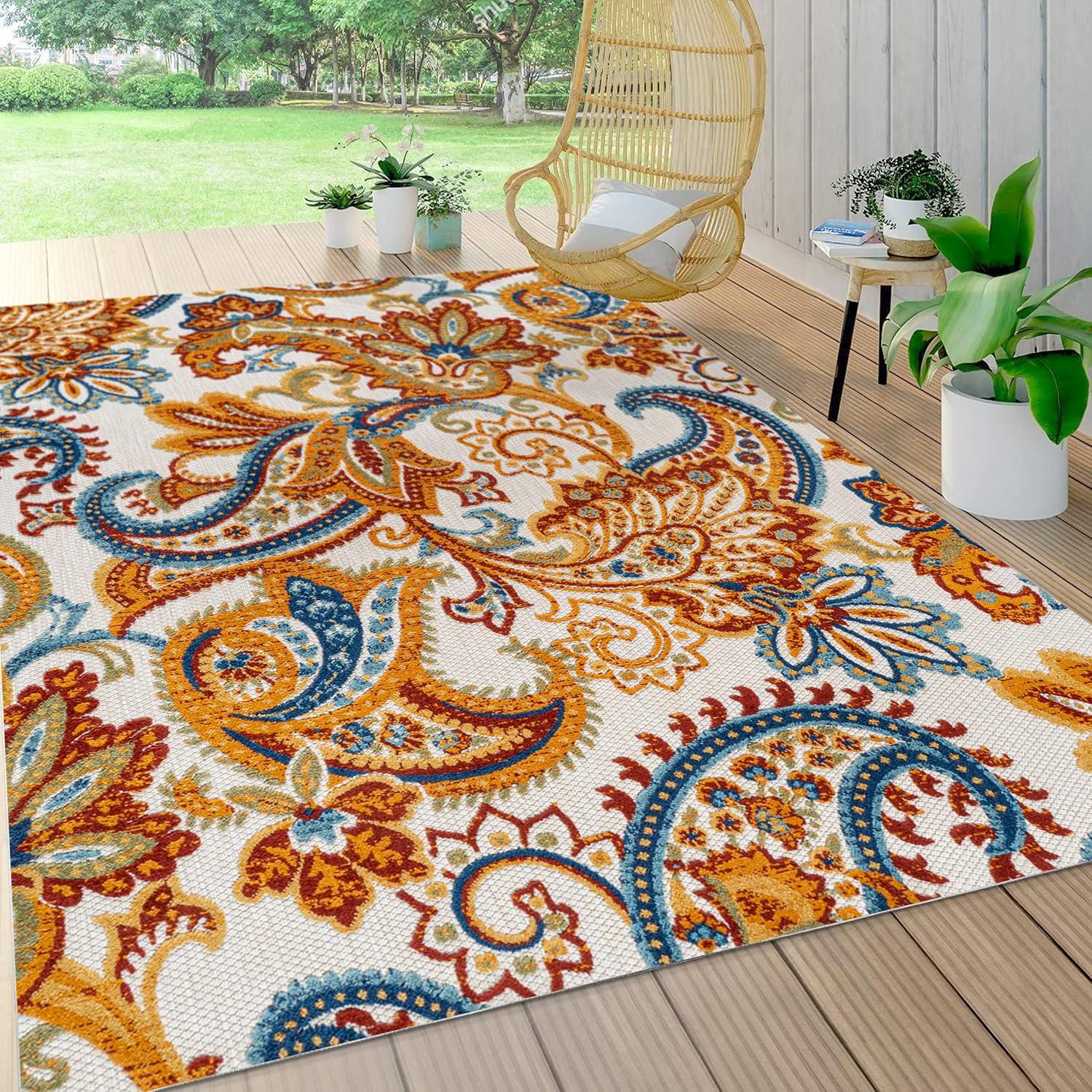 imageJONATHAN Y Paisley HighLow Indoor Outdoor Runner Rug 2X8 OrangeMulti Gordes for Backyard Patio Porch EasyCleaning High Traffic PetFriendly NonShedding AMC103B28OrangeMulti
