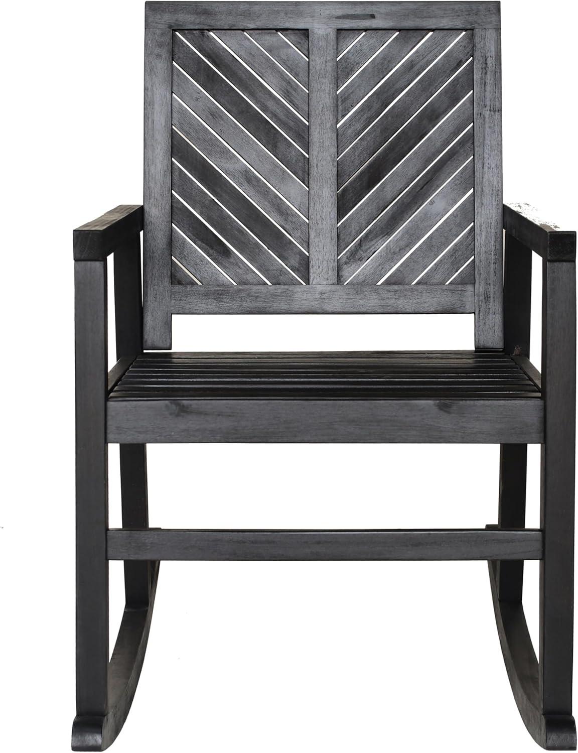 imageJONATHAN Y RCK100A Ned Modern ChevronBack 300Lbs Support Acacia Wood Patio Outdoor Rocking Chair for Garden Lawn Backyard Pool Deck Beach Firepit TeakBlack