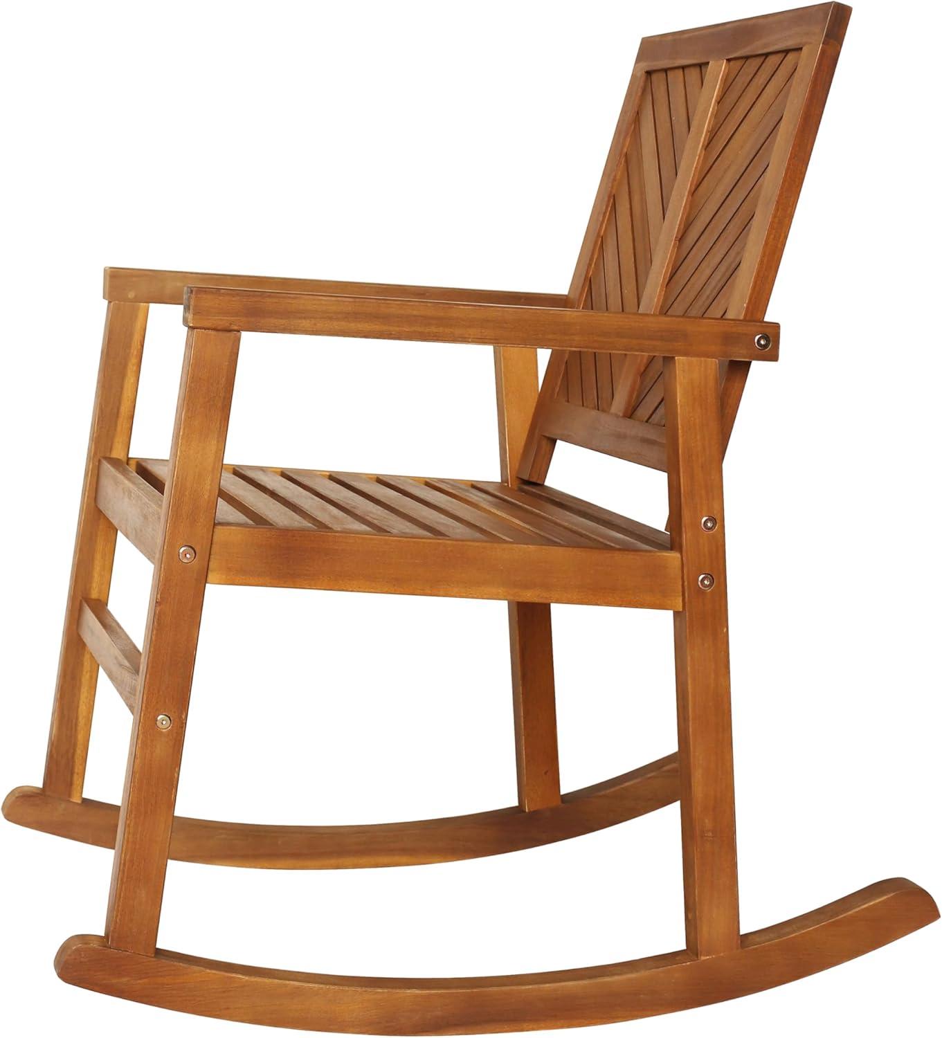 imageJONATHAN Y RCK100A Ned Modern ChevronBack 300Lbs Support Acacia Wood Patio Outdoor Rocking Chair for Garden Lawn Backyard Pool Deck Beach Firepit TeakTeak