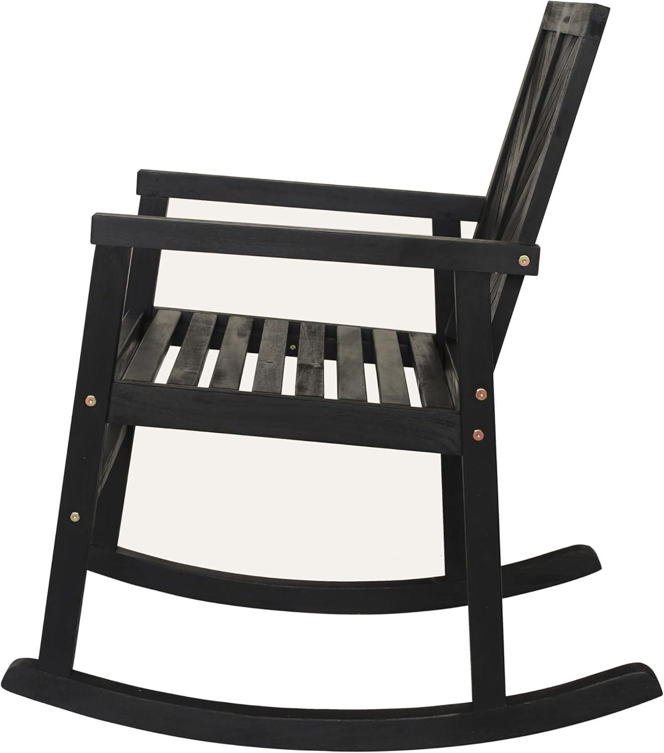 imageJONATHAN Y RCK100A Ned Modern ChevronBack 300Lbs Support Acacia Wood Patio Outdoor Rocking Chair for Garden Lawn Backyard Pool Deck Beach Firepit TeakBlack