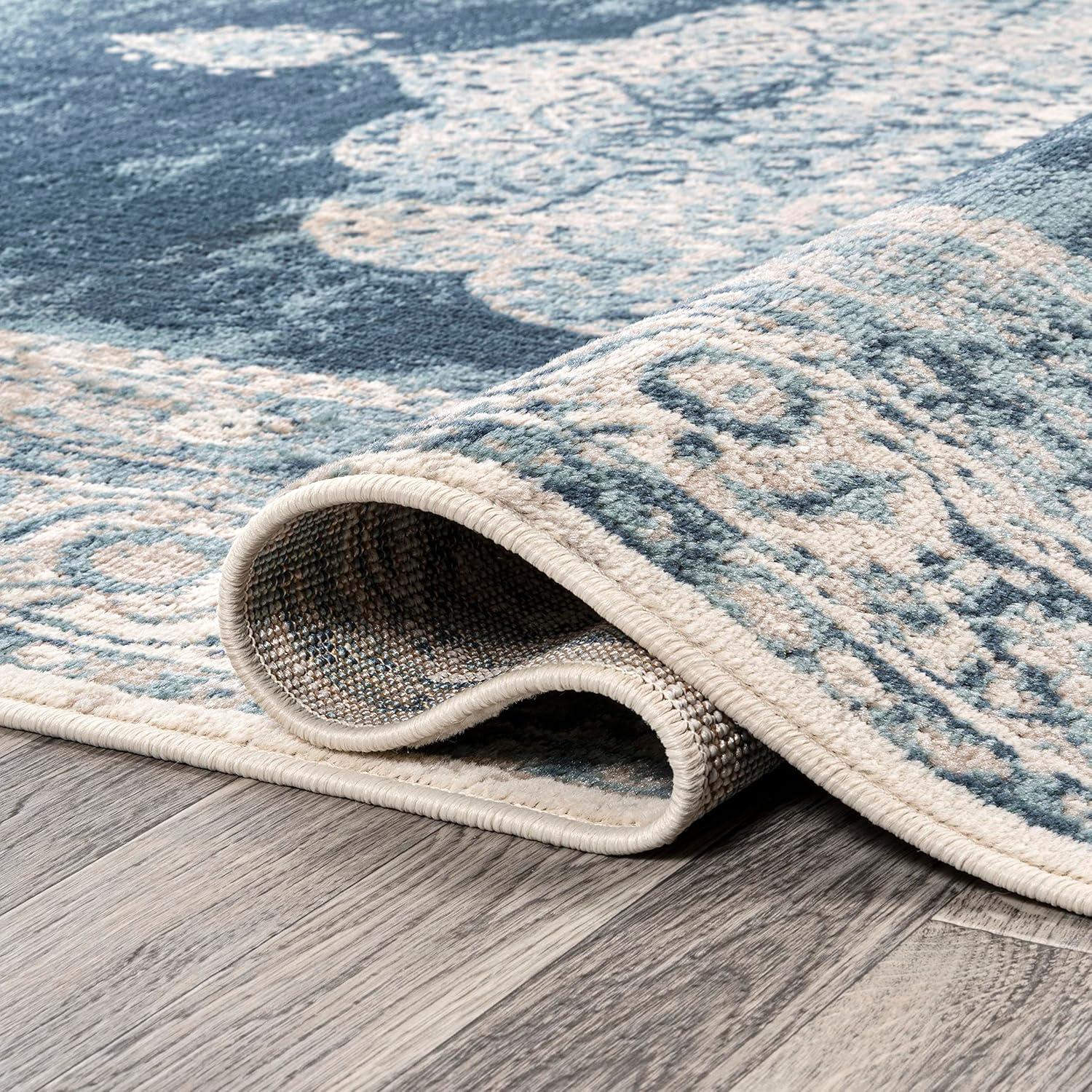 imageJONATHAN Y Rosalia Cottage Medallion NavyIvory Indoor Area Rug 8x10 Vintage Bohemian EasyCleaning for Living Room Bedroom Kitchen Pet Friendly NonShedding MDP403D8IvoryBlue