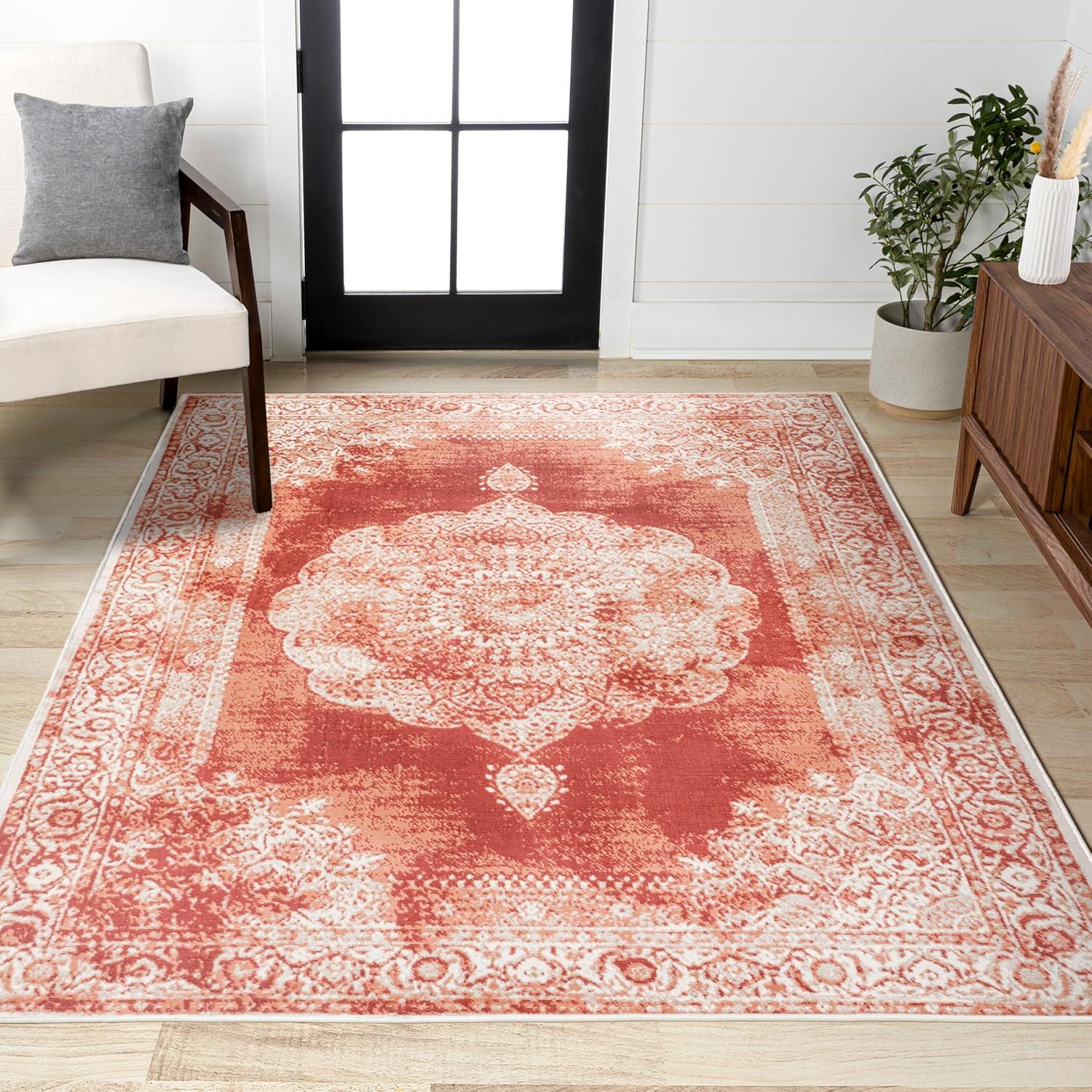 imageJONATHAN Y Rosalia Cottage Medallion NavyIvory Indoor Area Rug 8x10 Vintage Bohemian EasyCleaning for Living Room Bedroom Kitchen Pet Friendly NonShedding MDP403D8PeachIvory