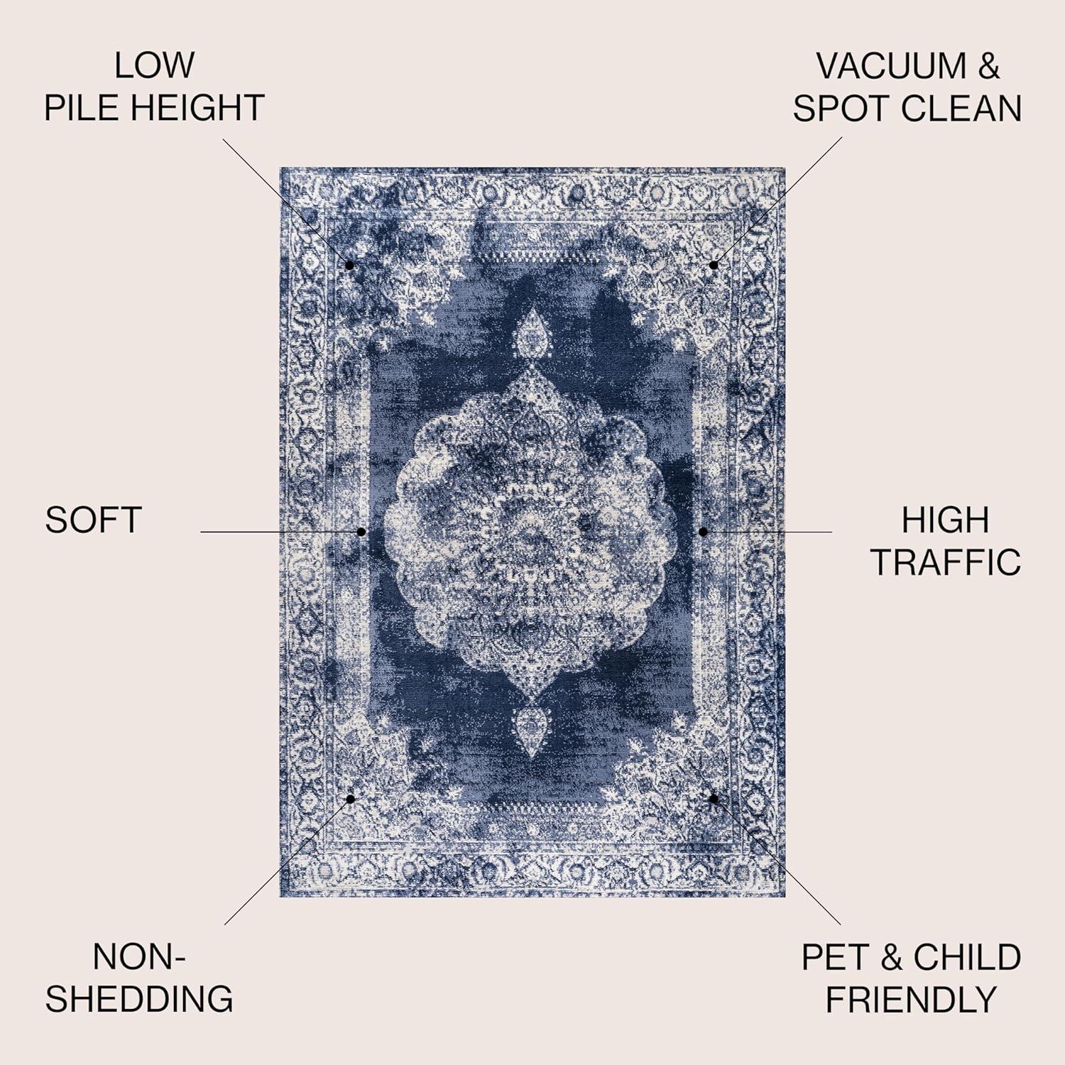 imageJONATHAN Y Rosalia Cottage Medallion NavyIvory Indoor Area Rug 8x10 Vintage Bohemian EasyCleaning for Living Room Bedroom Kitchen Pet Friendly NonShedding MDP403D8NavyIvory