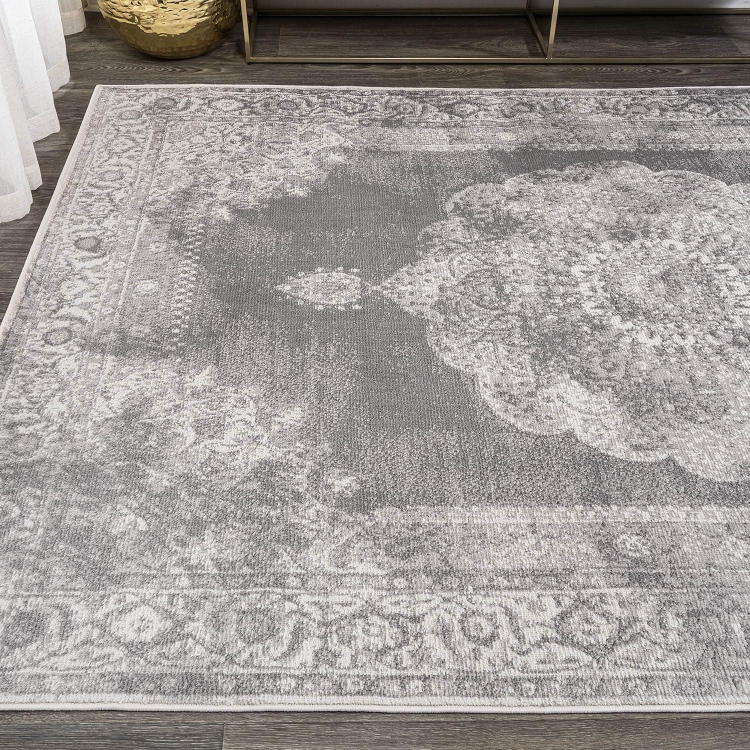 imageJONATHAN Y Rosalia Cottage Medallion NavyIvory Indoor Area Rug 8x10 Vintage Bohemian EasyCleaning for Living Room Bedroom Kitchen Pet Friendly NonShedding MDP403D8GrayDark Gray