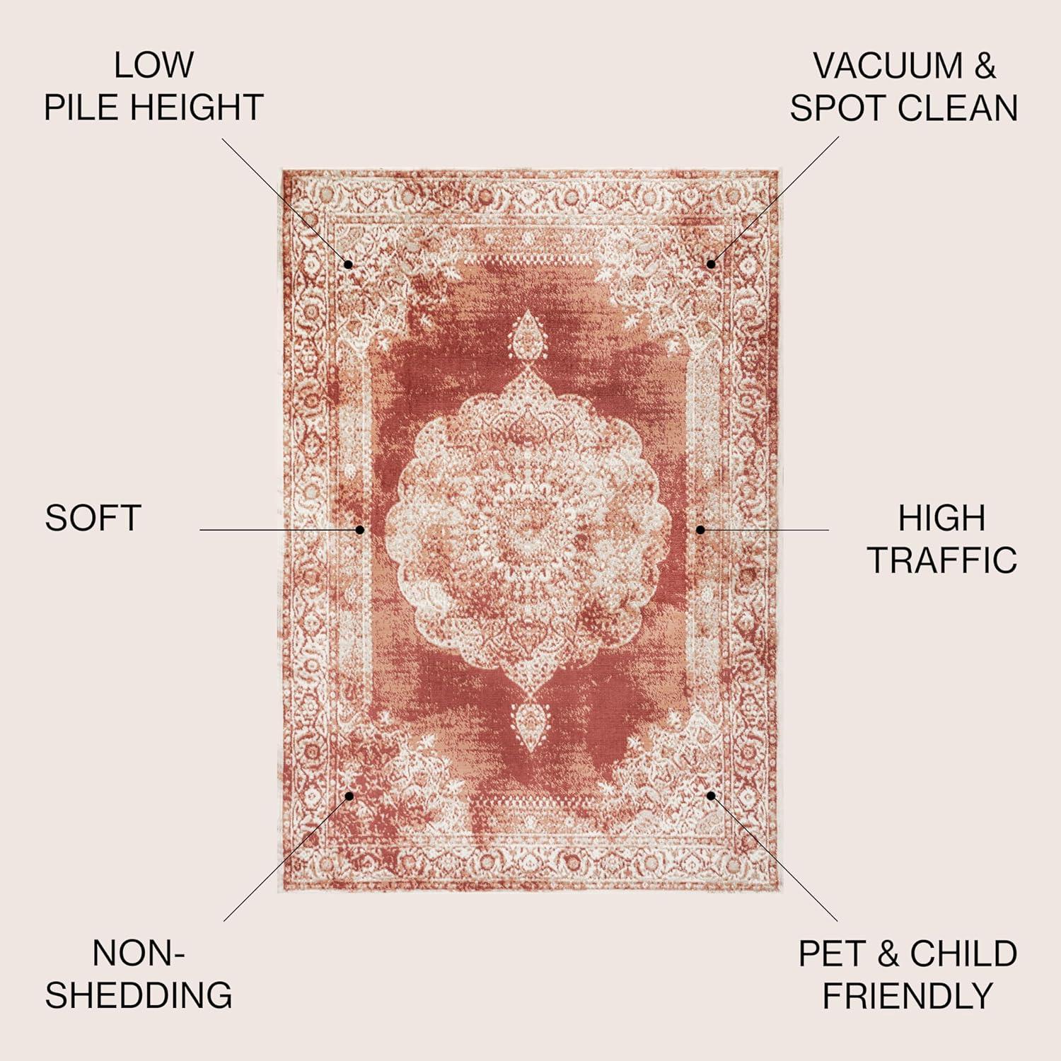 imageJONATHAN Y Rosalia Cottage Medallion NavyIvory Indoor Area Rug 8x10 Vintage Bohemian EasyCleaning for Living Room Bedroom Kitchen Pet Friendly NonShedding MDP403D8PeachIvory